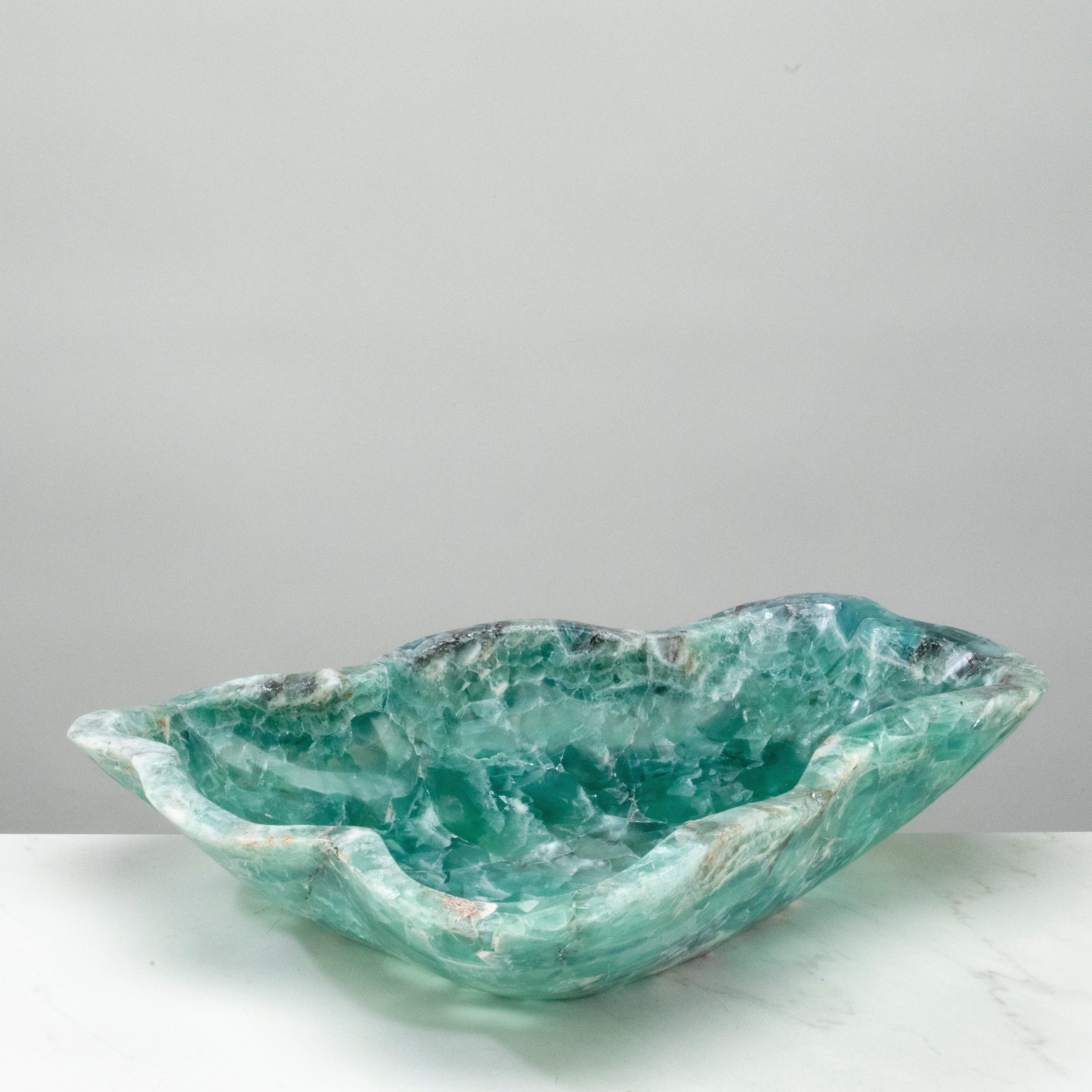 KALIFANO Gemstone Bowls Natural Blue / Green Fluorite Bowl 16.5" BFL8000.004