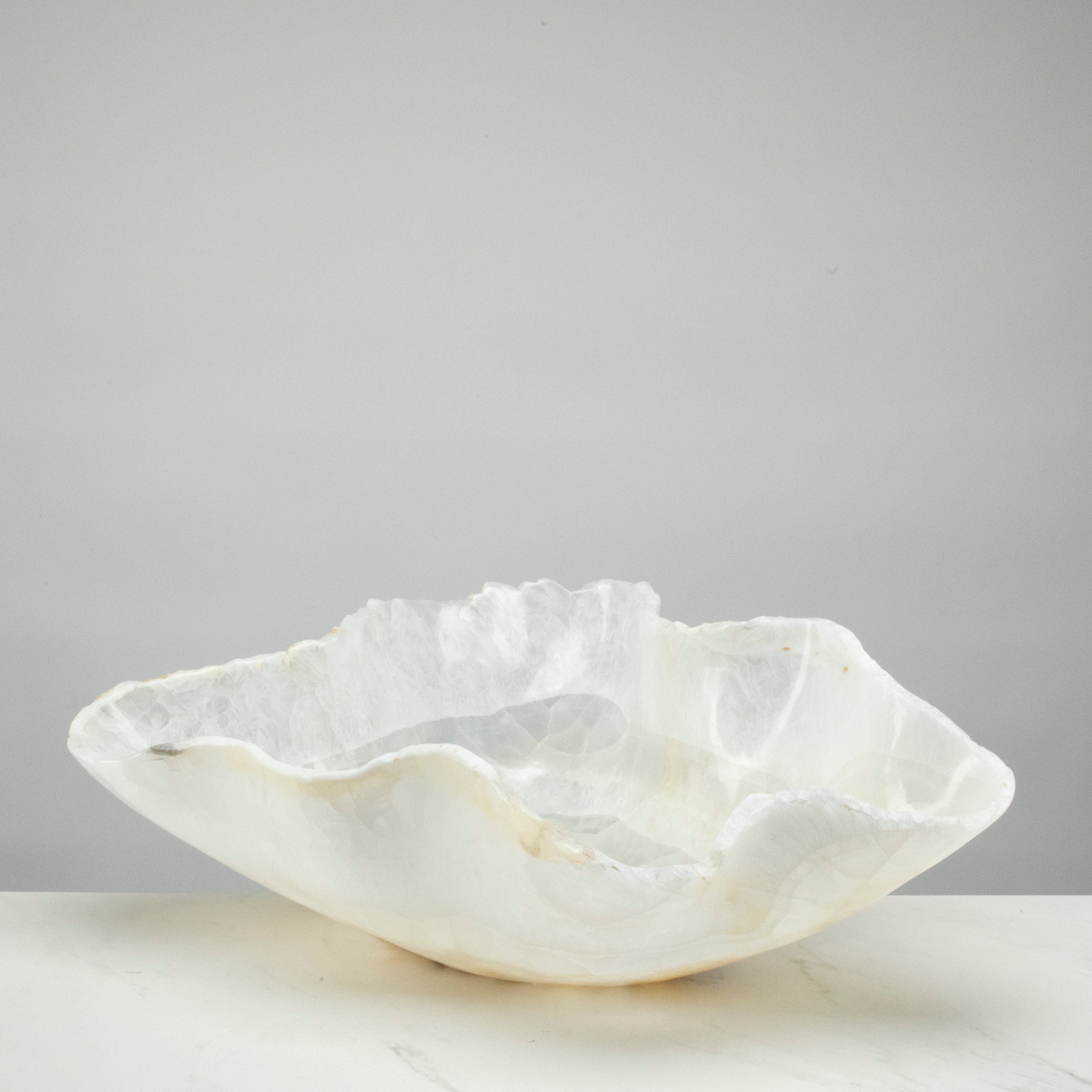 KALIFANO Gemstone Bowls Natural White Onyx Bowl 26" BOX14000.003