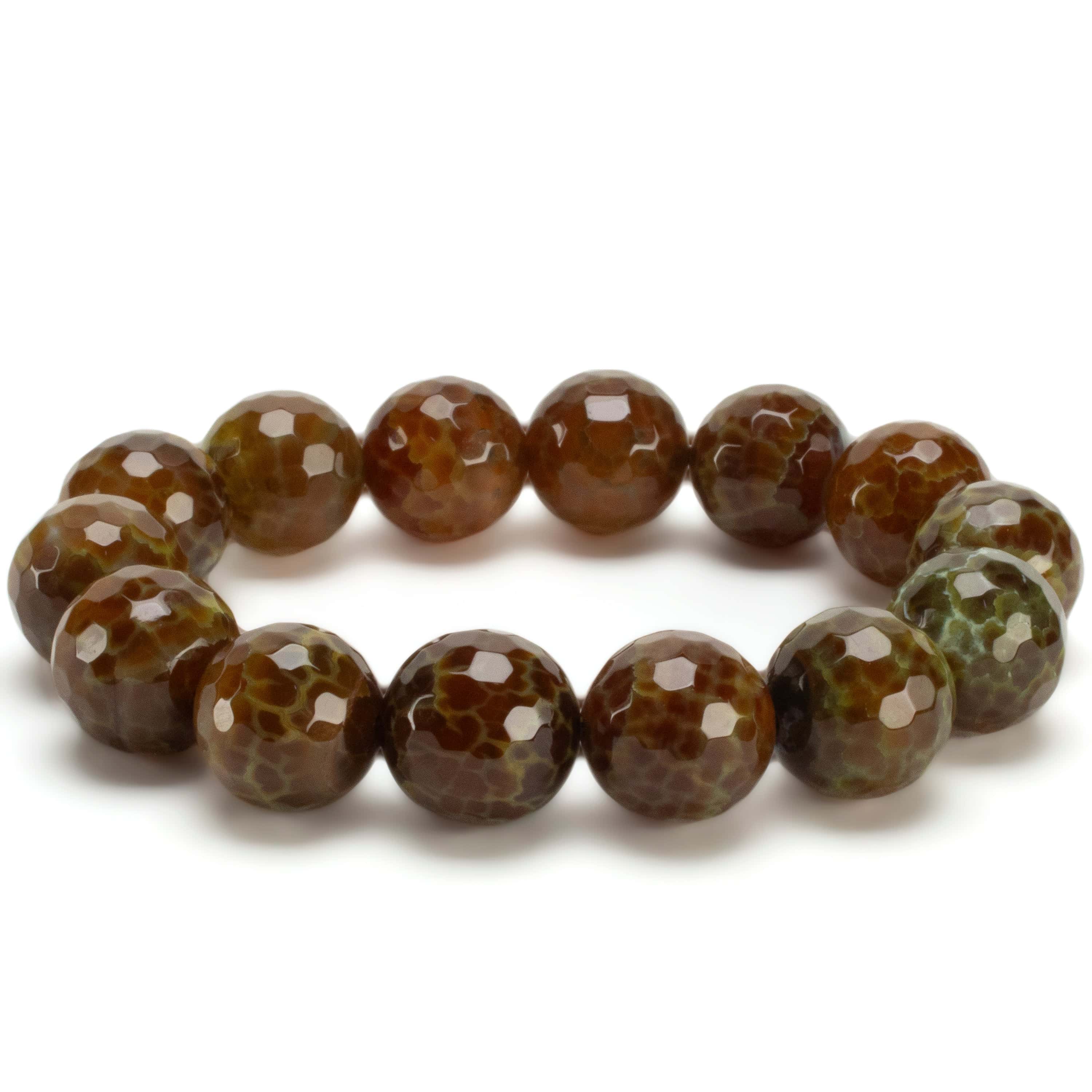 Kalifano Gemstone Bracelets Agate Faceted Natural Gemstone Bead Elastic Bracelet PLAT-BGP-029