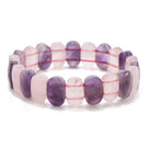 Amethyst and Rose Quartz 14mm Gemstone Bead Elastic Bracelet