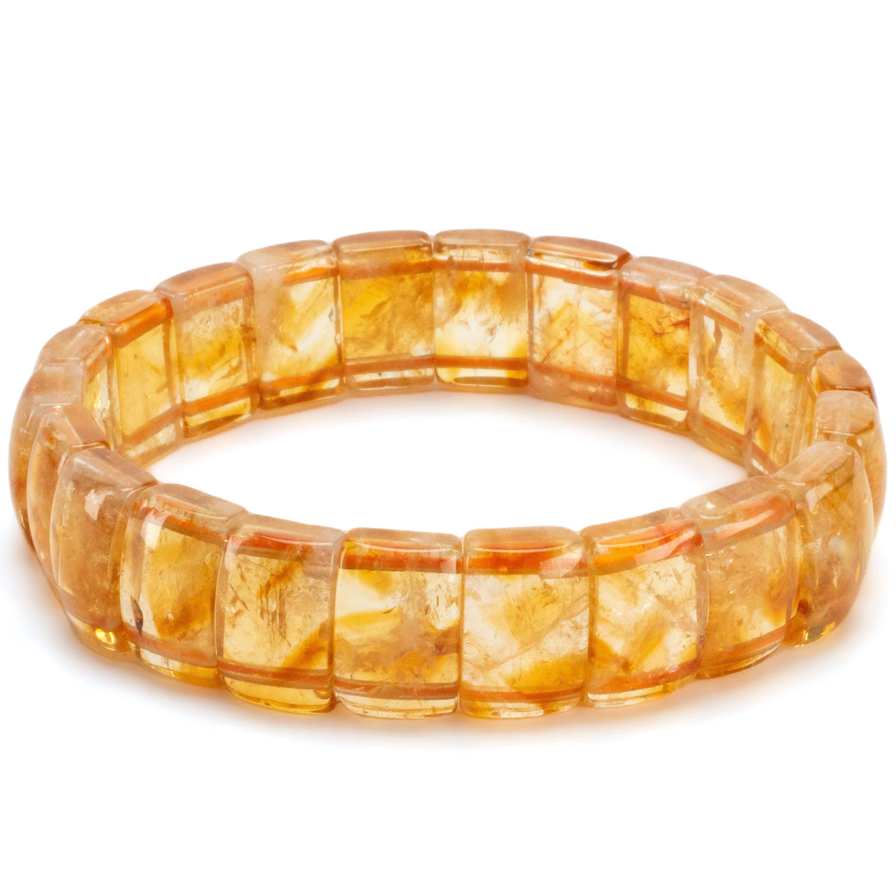 Kalifano Gemstone Bracelets Citrine Rectangular Gemstone Elastic Bracelet OLIVE-BGP-010