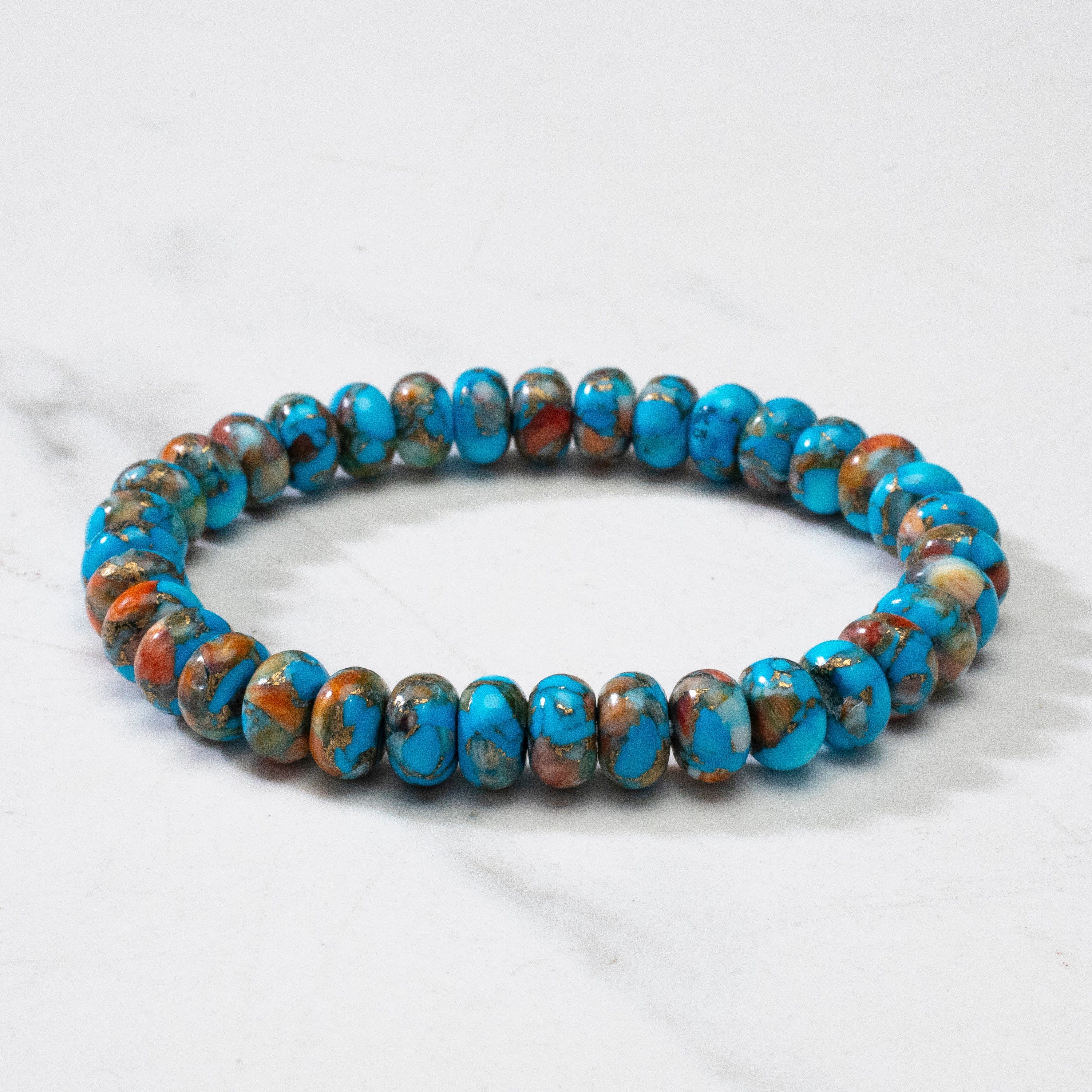 Kalifano Gemstone Bracelets Howlite Turquoise & Spiny Oyster Shell Mosaic Bracelet