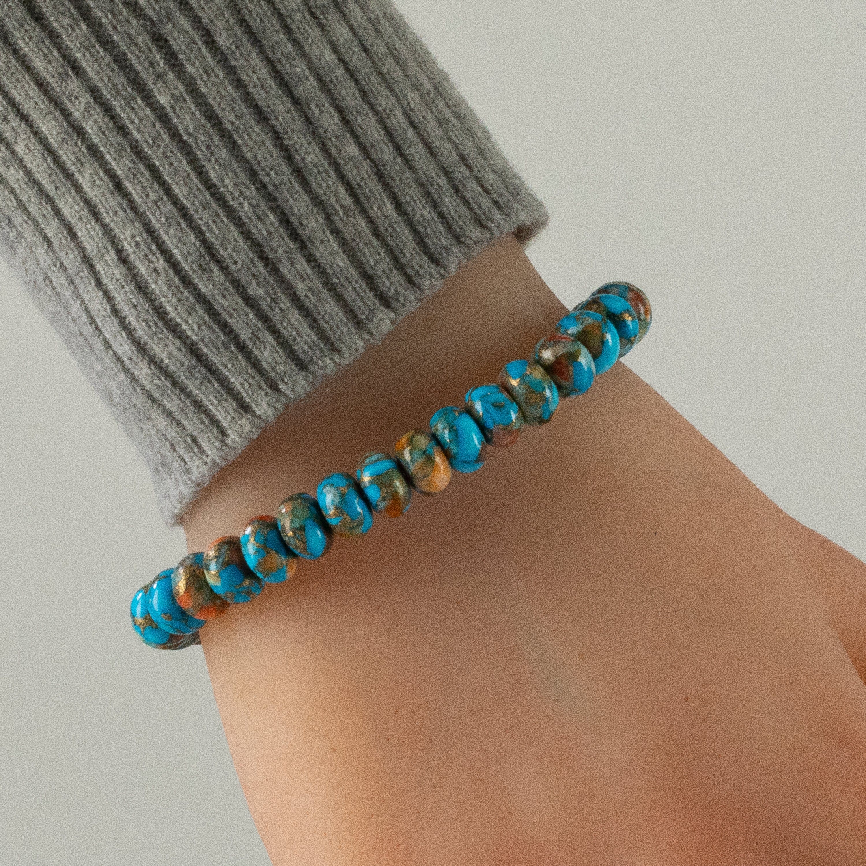 Kalifano Gemstone Bracelets Howlite Turquoise & Spiny Oyster Shell Mosaic Bracelet
