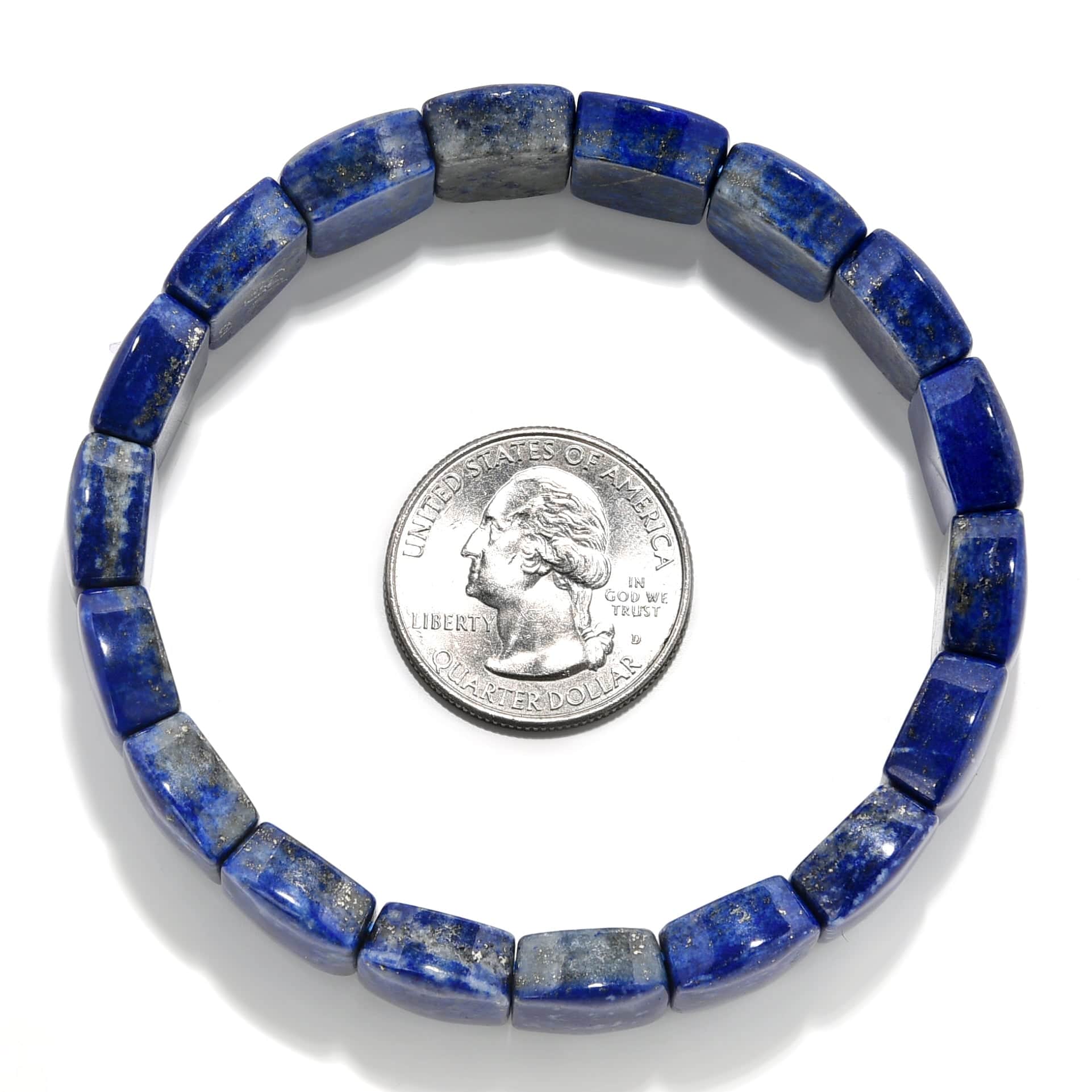 Kalifano Gemstone Bracelets Lapis 15 mm Gemstone Elastic Bracelet