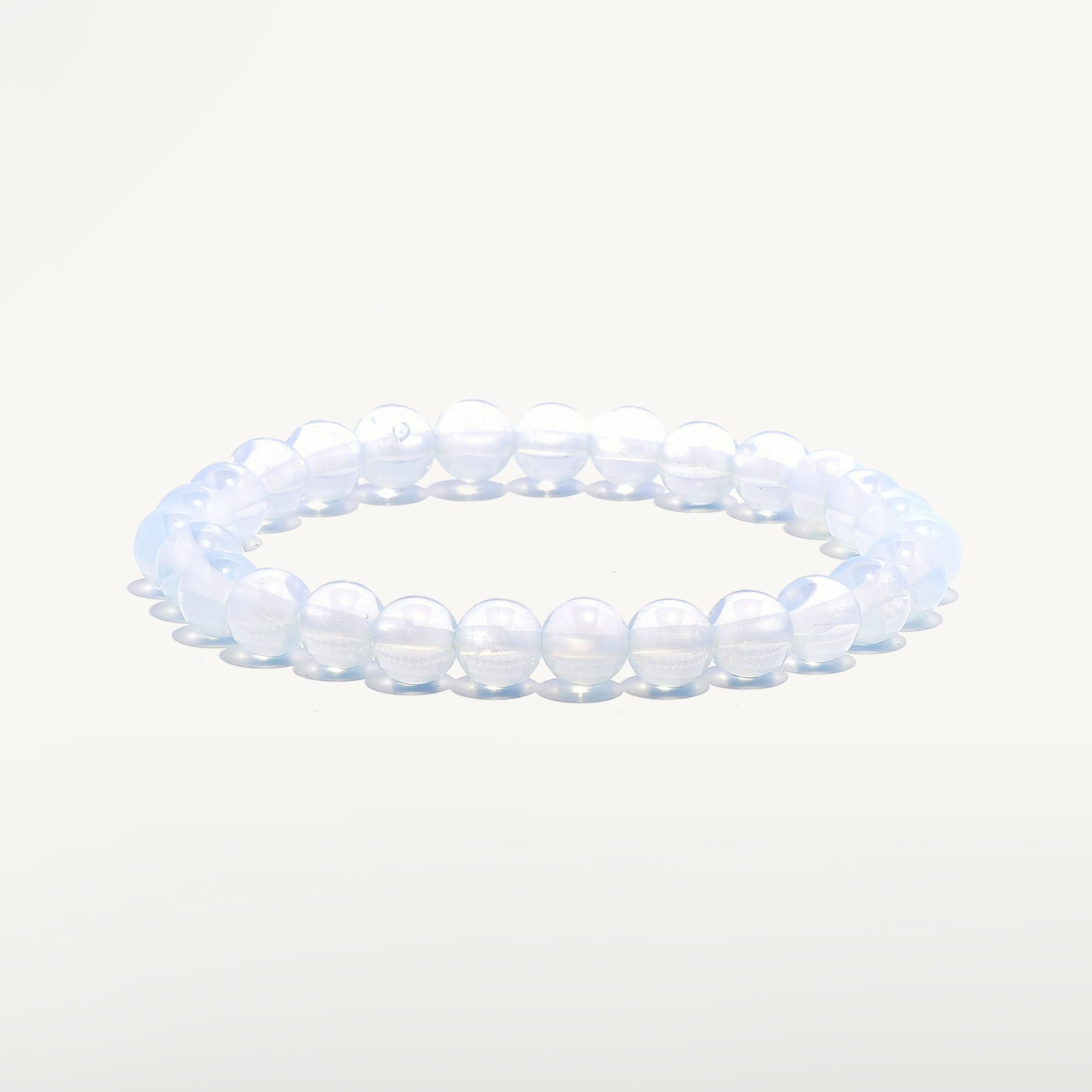 Kalifano Gemstone Bracelets Opalite Moonstone 8 mm Beaded Gemstone Bracelet