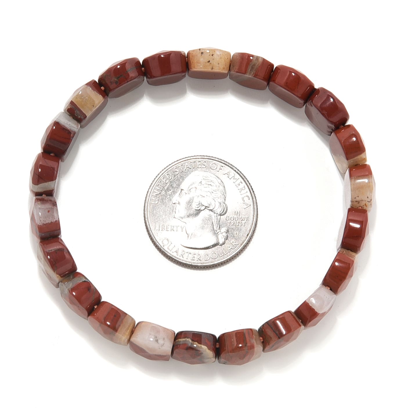 Kalifano Gemstone Bracelets Red Jasper Gemstone 14mm Beads Elastic Bracelet RED-BGP-098