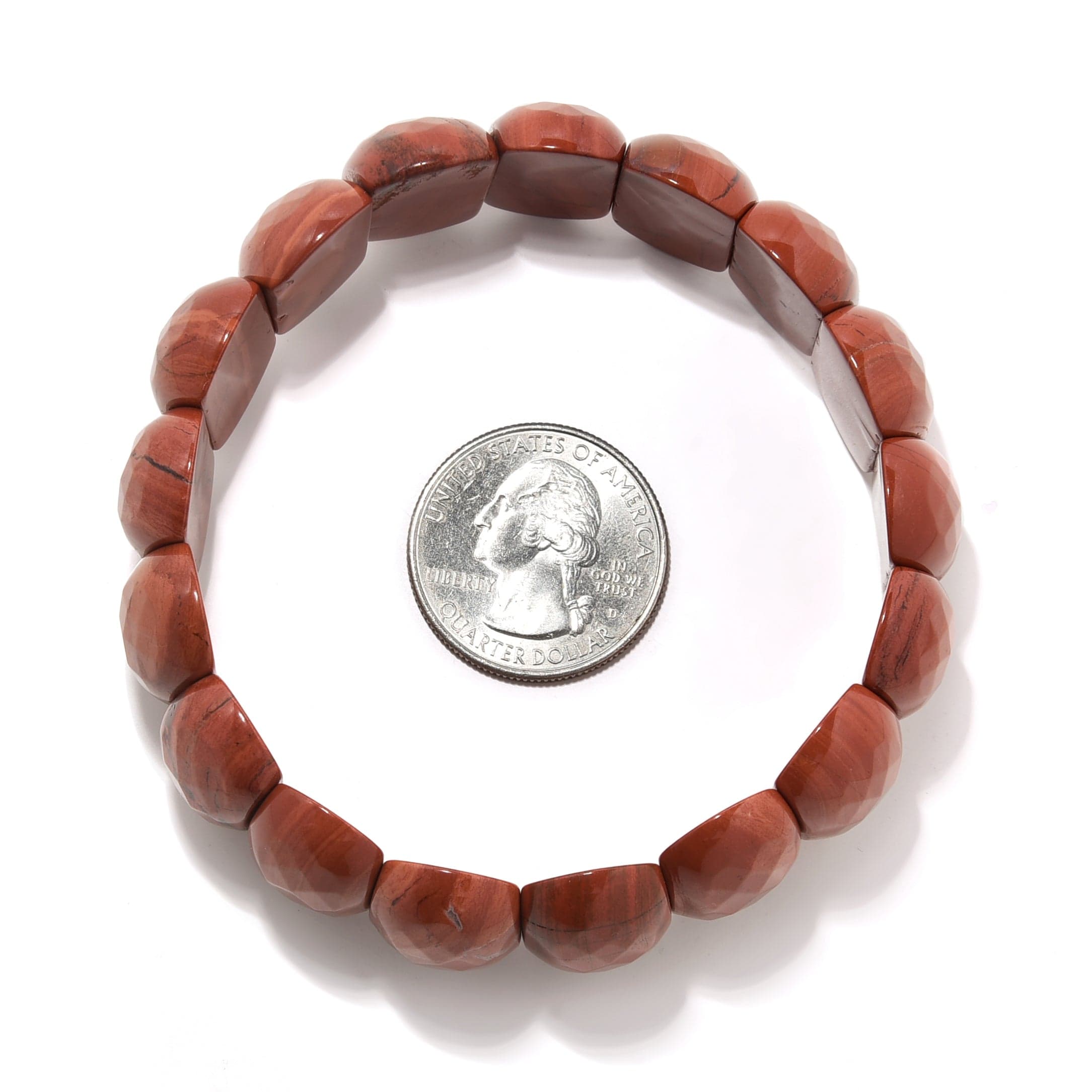 Kalifano Gemstone Bracelets Red Jasper Gemstone 25mm Beads Elastic Bracelet PLAT-BGP-037