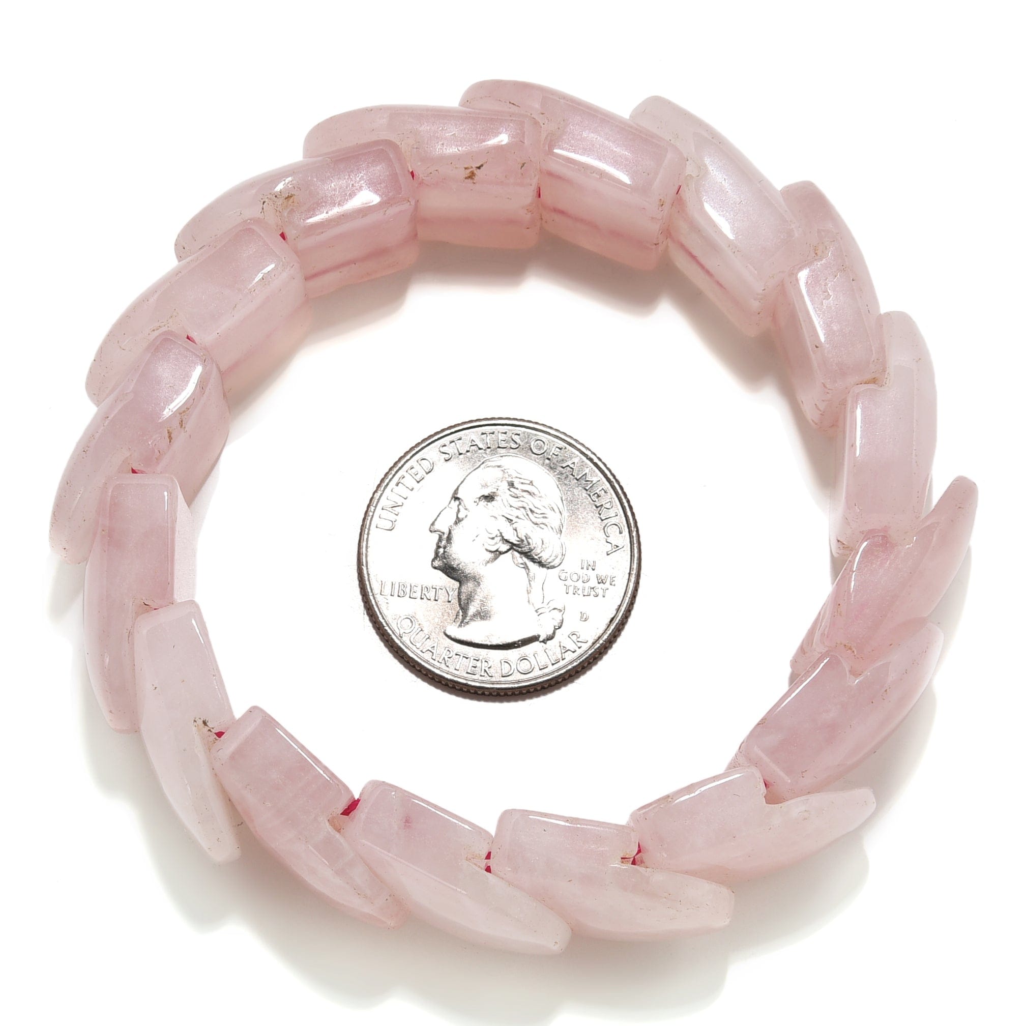 Kalifano Gemstone Bracelets Rose Quartz 19 mm Gemstone Elastic Bracelet PLAT-BGP-050