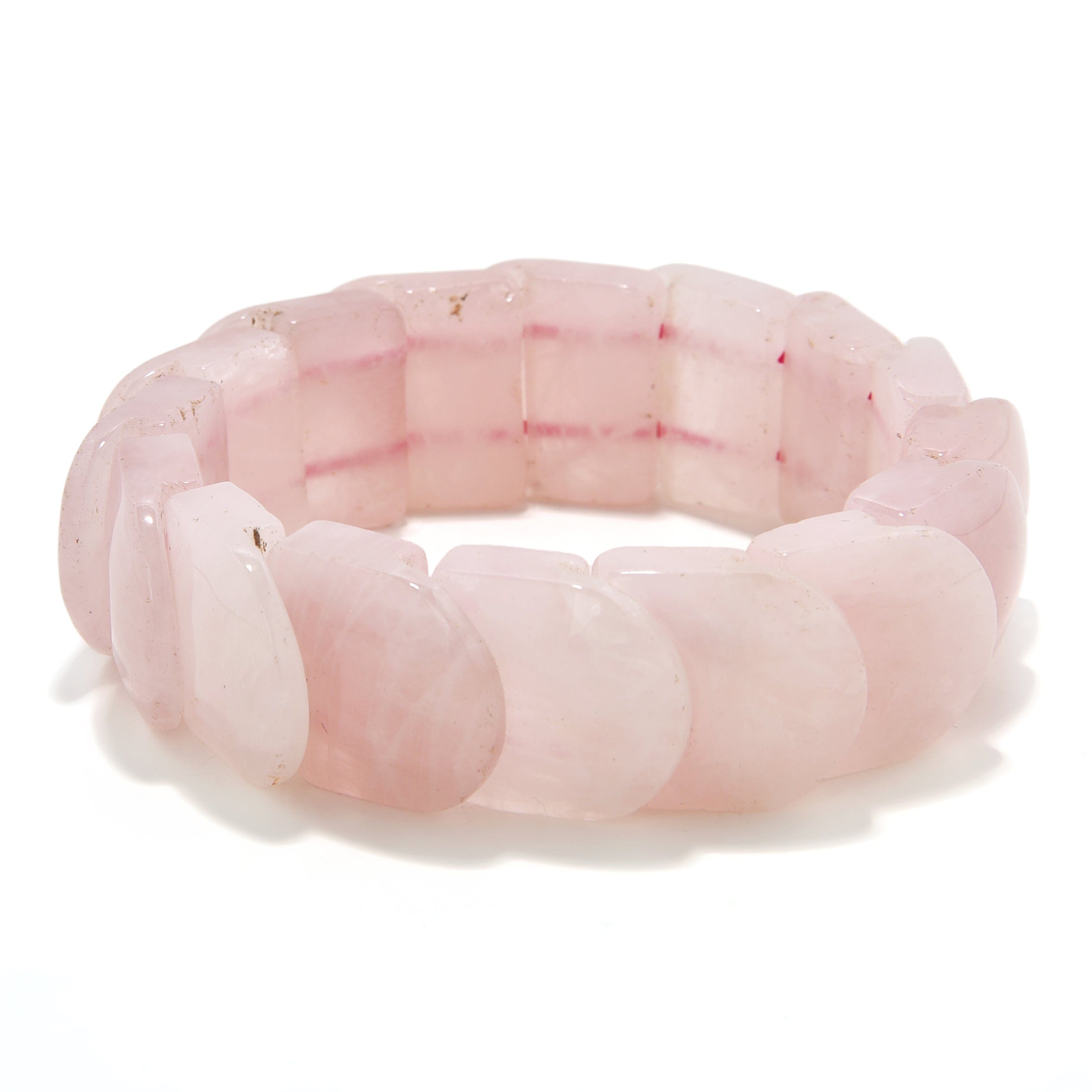 Kalifano Gemstone Bracelets Rose Quartz 19 mm Gemstone Elastic Bracelet PLAT-BGP-050