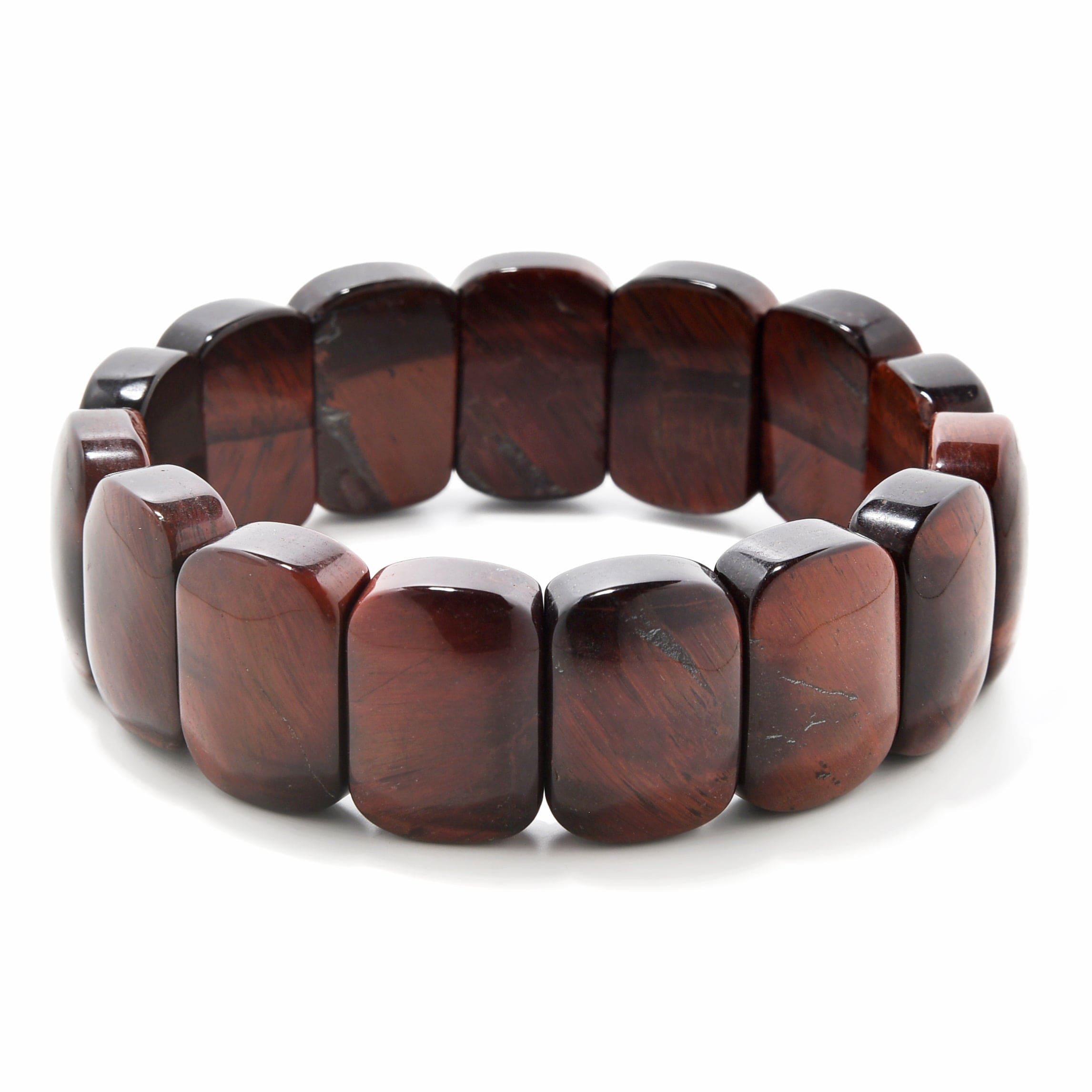 Kalifano Gemstone Bracelets Tiger Eye 20mm Beads Gemstone Elastic Bracelet BLACK-BGP-052