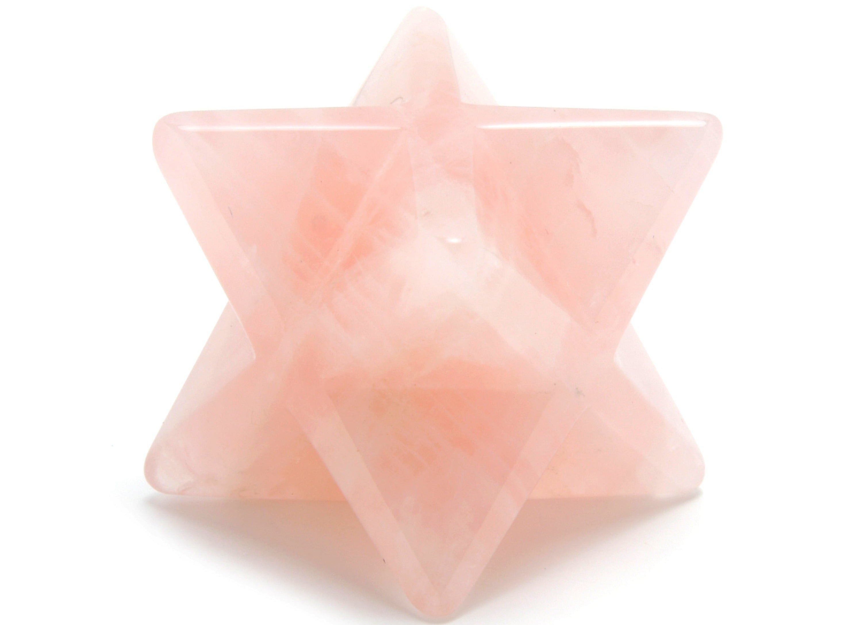 KALIFANO Gemstone Carvings 1.25" Rose Quartz Merkaba Star Natural Gemstone Carving CV15-M-RQ