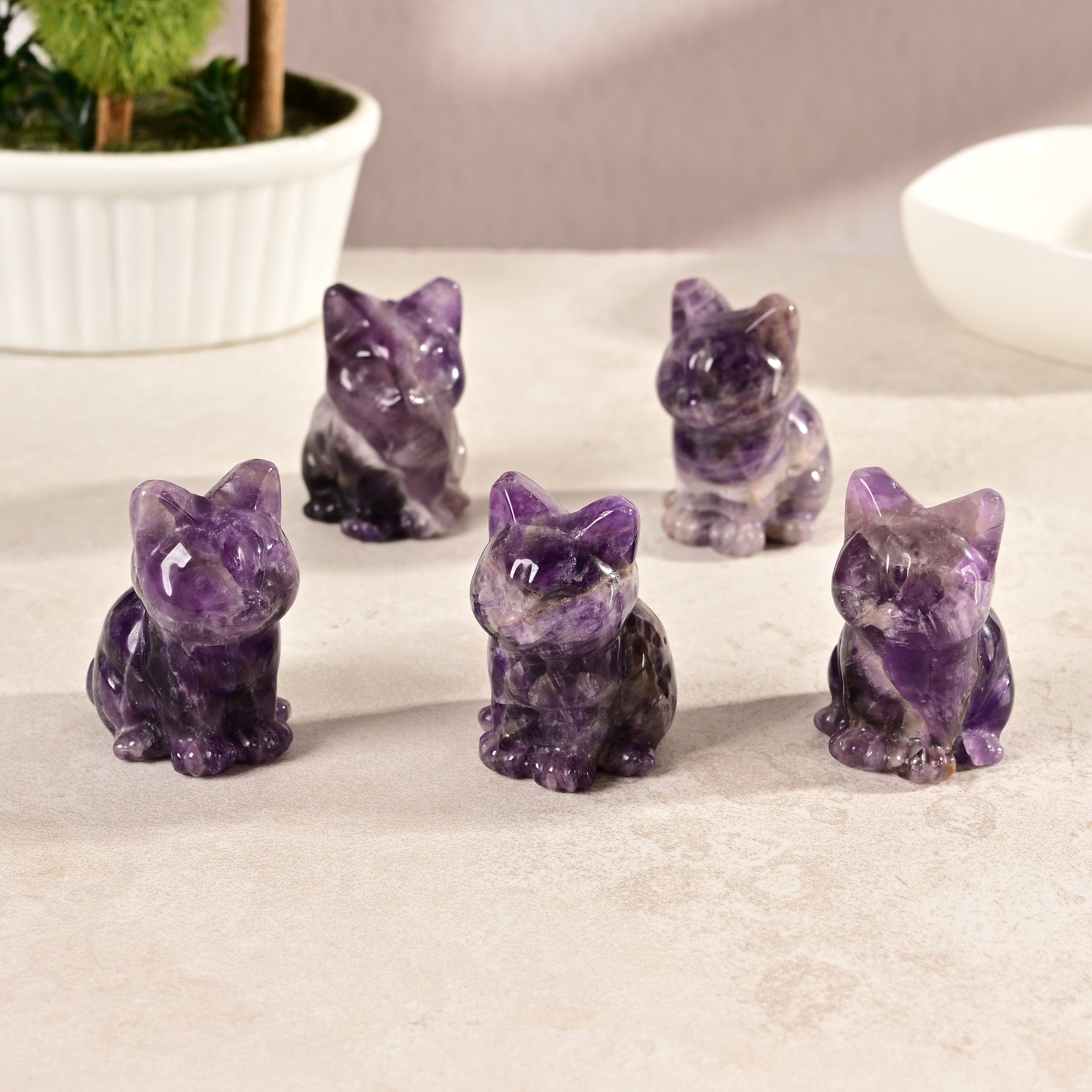 KALIFANO Gemstone Carvings 1.5" Amethyst Cat Natural Gemstone Carving CV11-C-AM