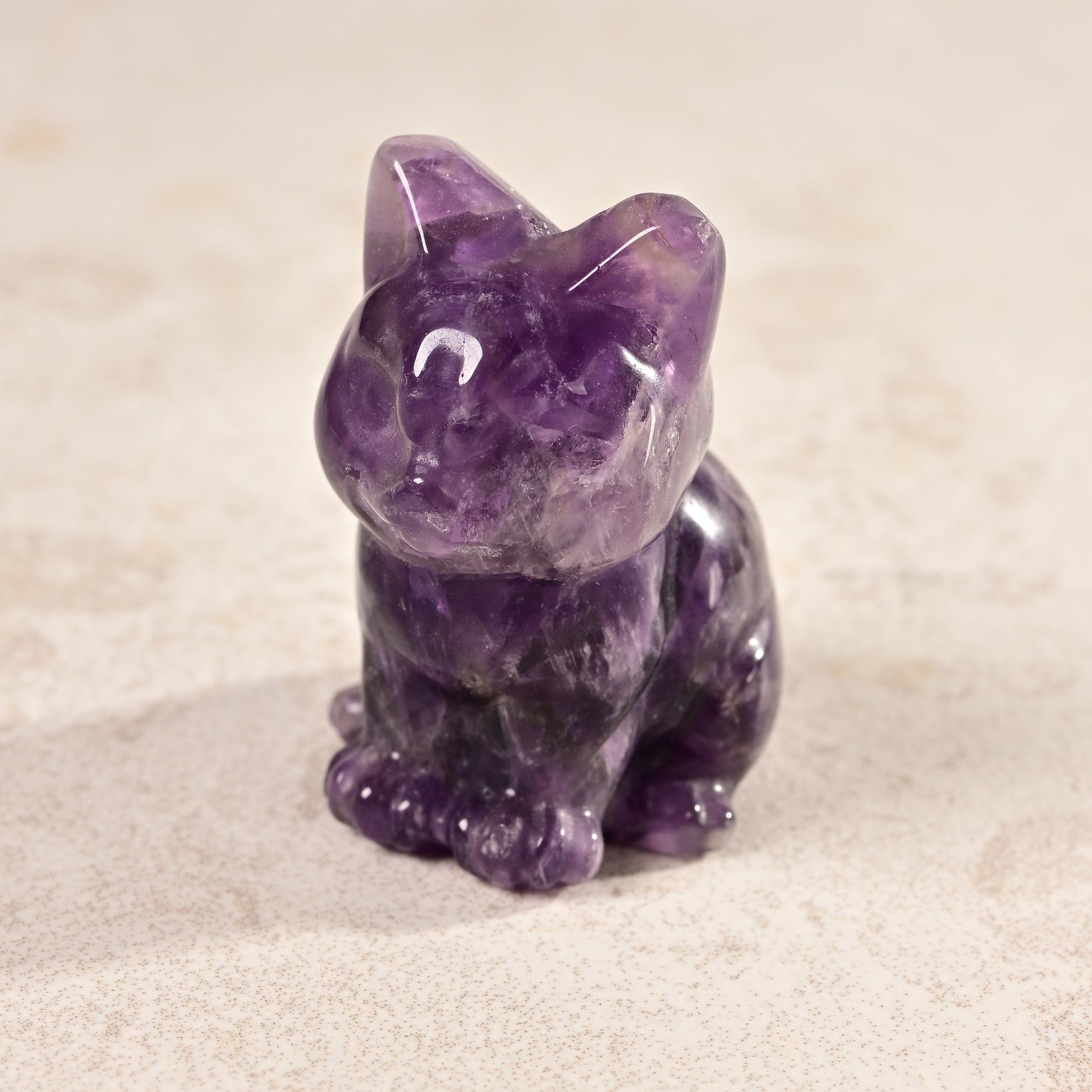 KALIFANO Gemstone Carvings 1.5" Amethyst Cat Natural Gemstone Carving CV11-C-AM