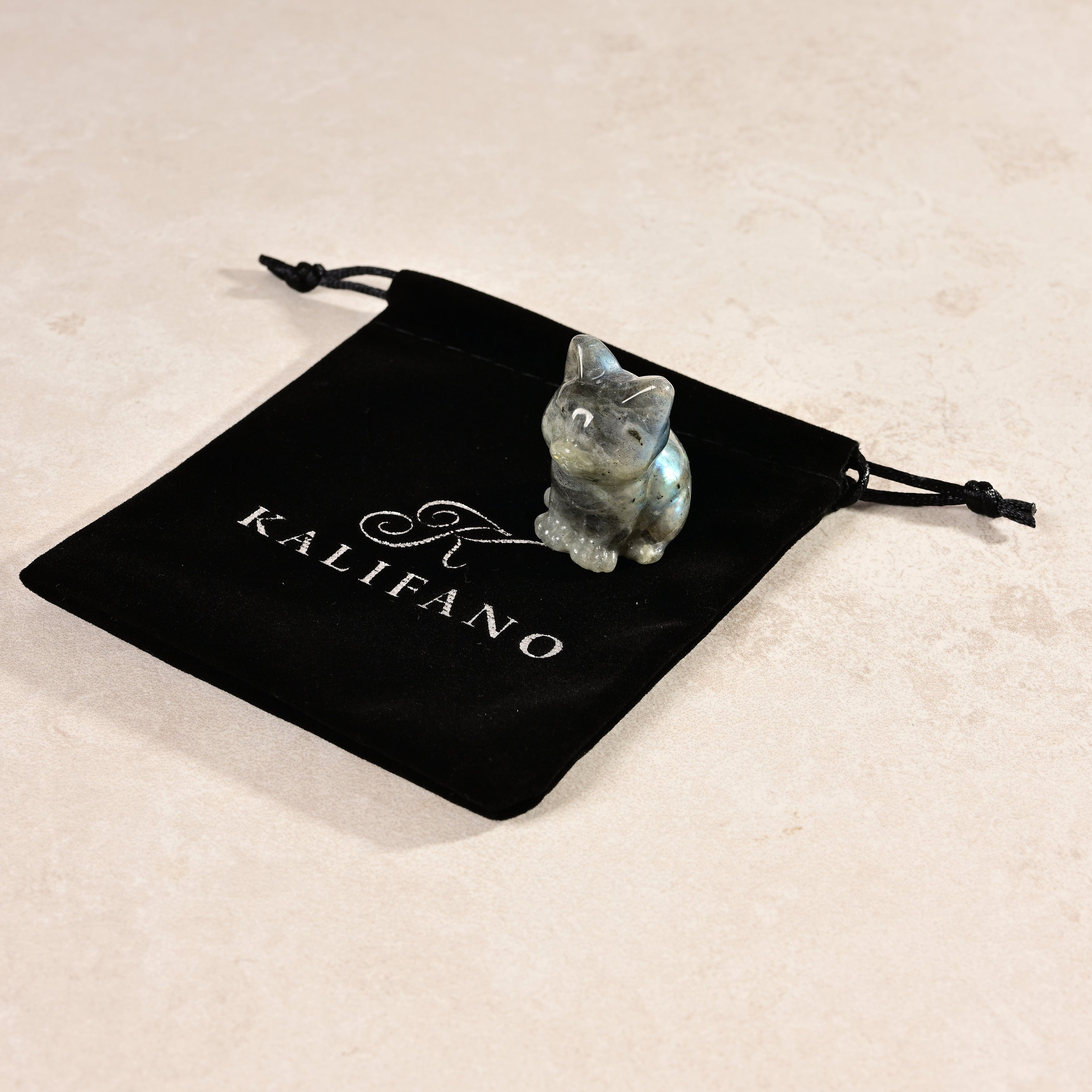 KALIFANO Gemstone Carvings 1.5" Labradolite Cat Natural Gemstone Carving CV11-C-LB