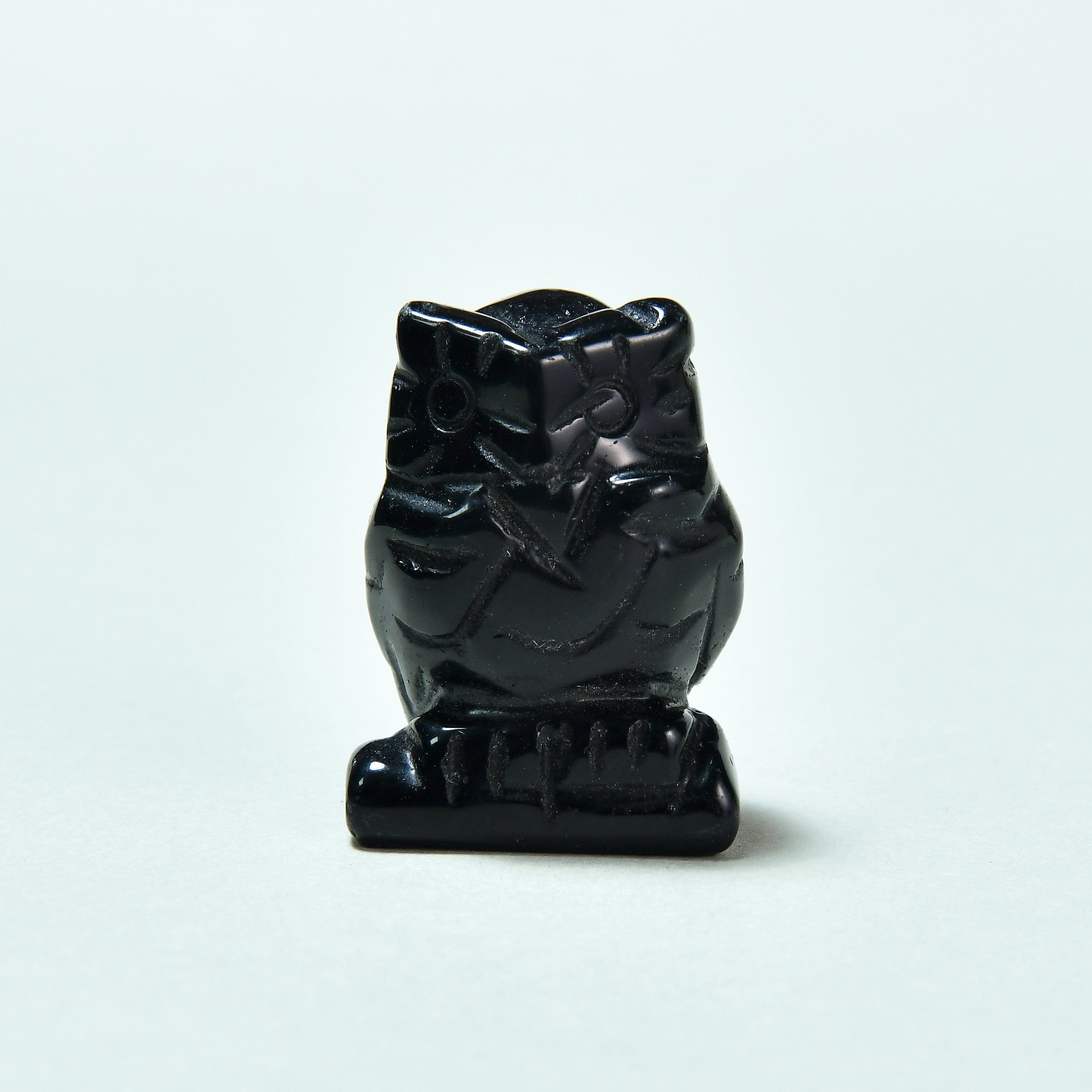 KALIFANO Gemstone Carvings 1.5" Obsidian Owl Natural Gemstone Carving CV12-O-OB