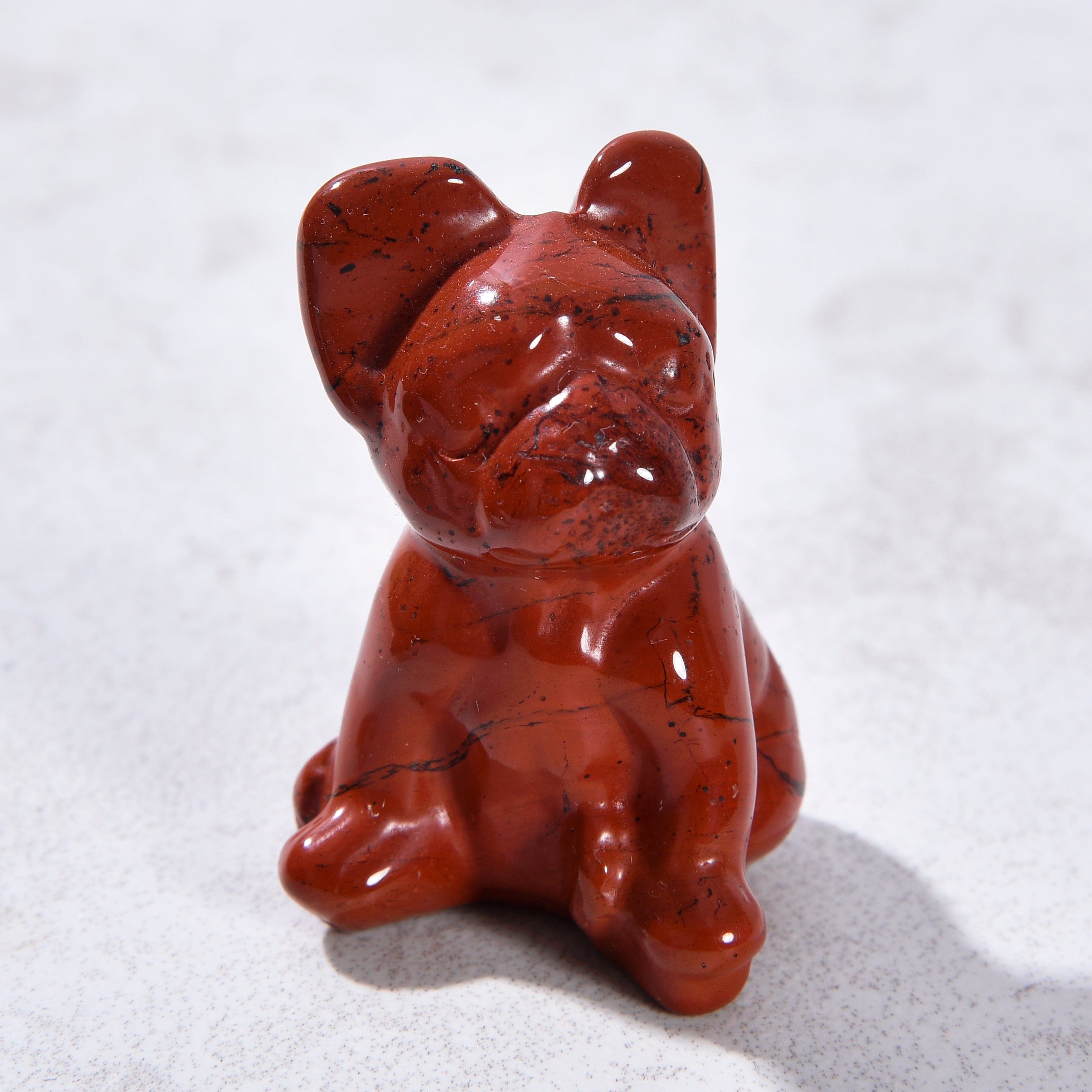 KALIFANO Gemstone Carvings 1.5" Red Jasper Bulldog Natural Gemstone Carving CV11-BD-RJ