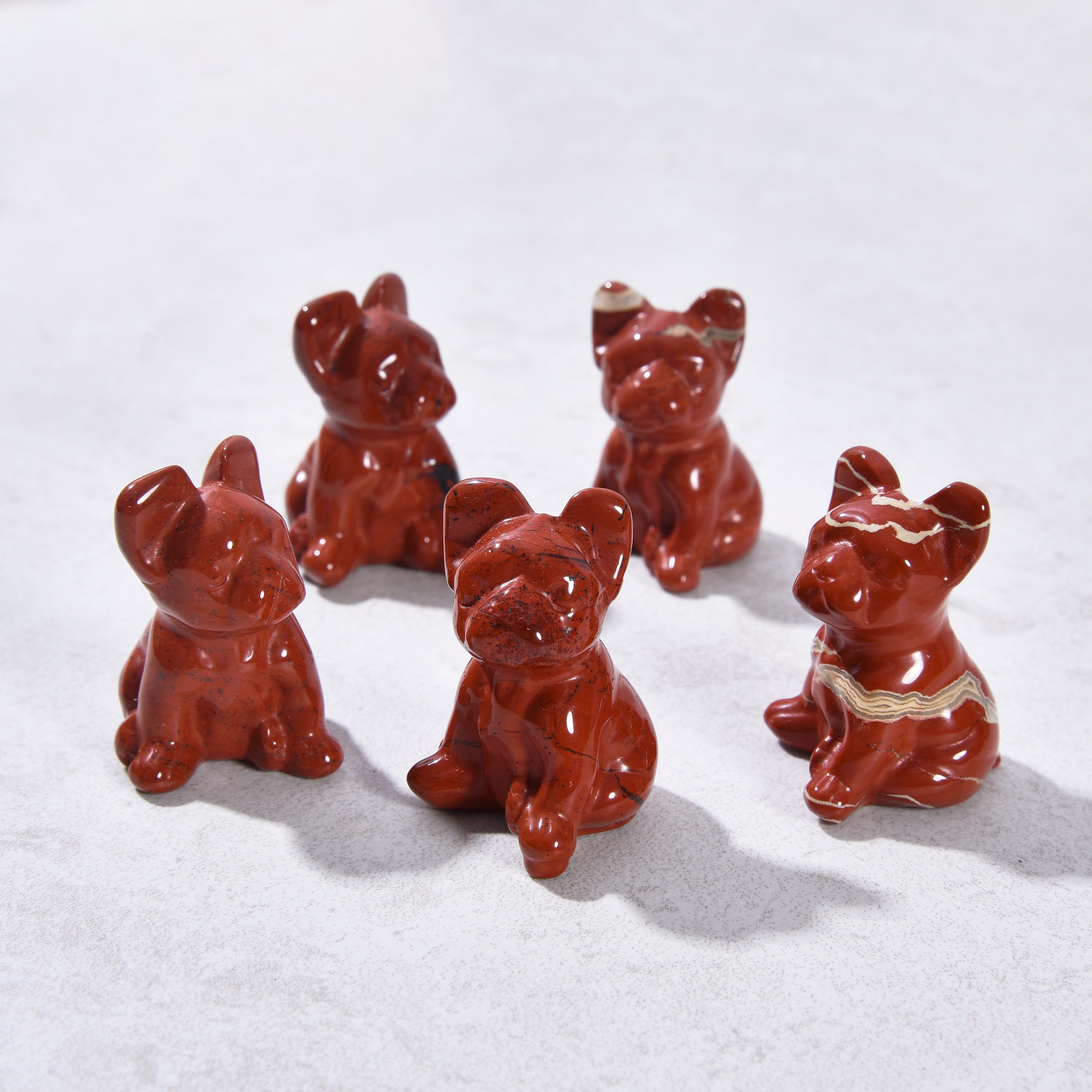 KALIFANO Gemstone Carvings 1.5" Red Jasper Bulldog Natural Gemstone Carving CV11-BD-RJ