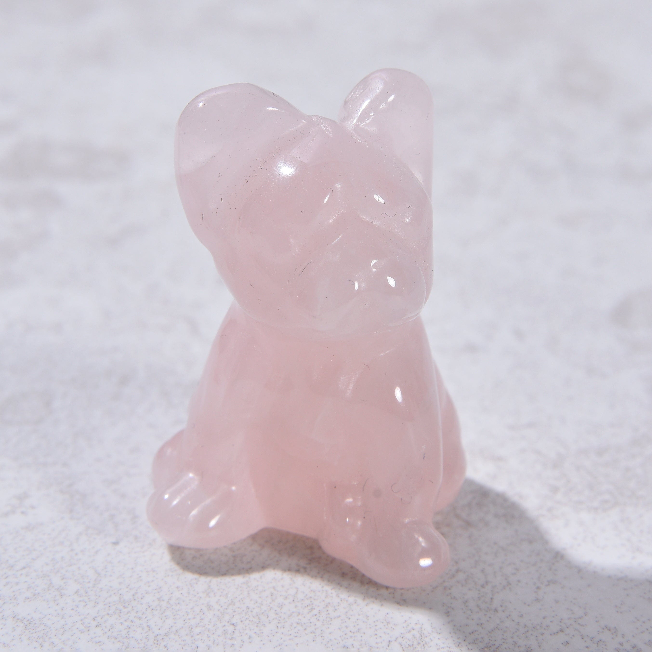 KALIFANO Gemstone Carvings 1.5" Rose Quartz Bulldog Natural Gemstone Carving CV11-BD-RQ