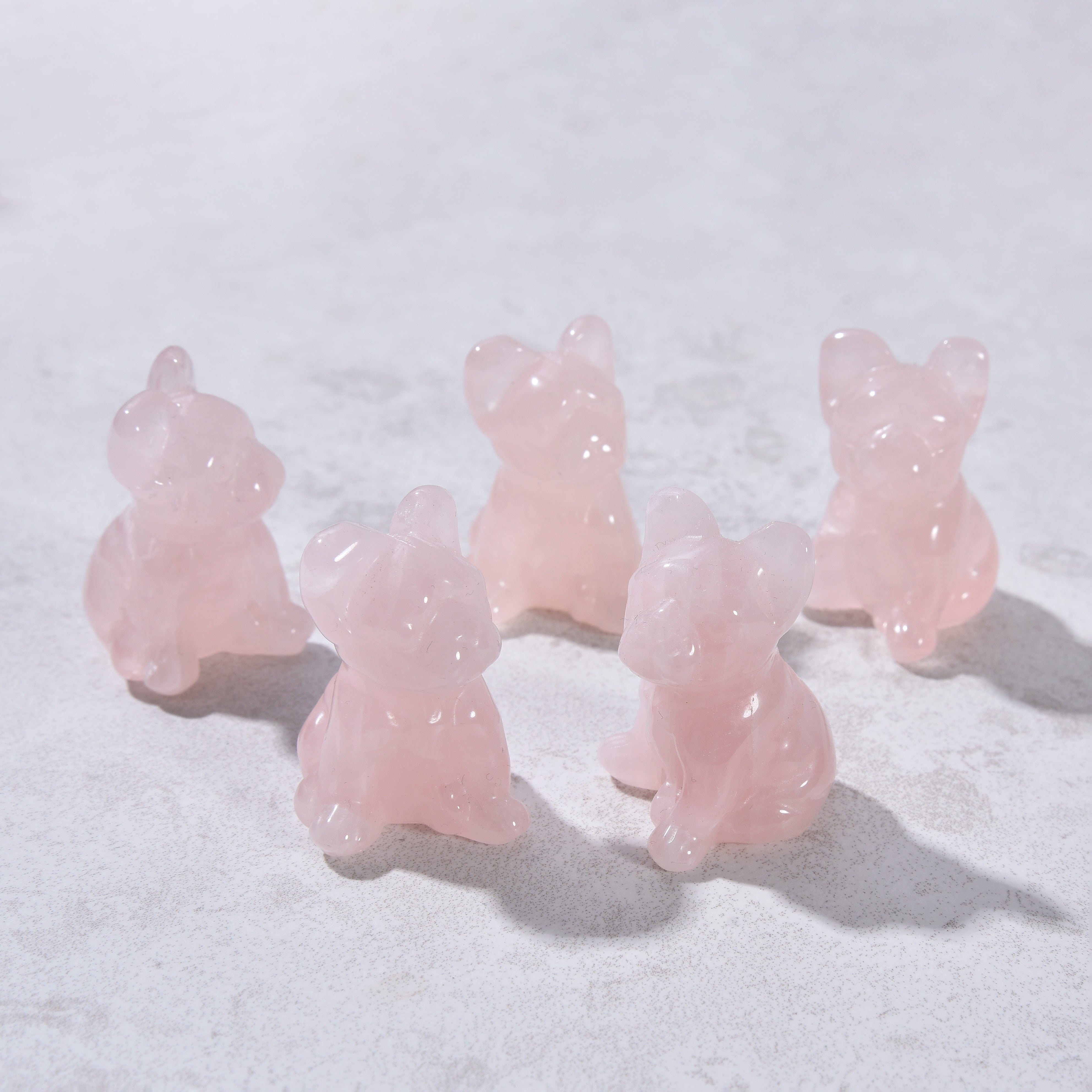 KALIFANO Gemstone Carvings 1.5" Rose Quartz Bulldog Natural Gemstone Carving CV11-BD-RQ