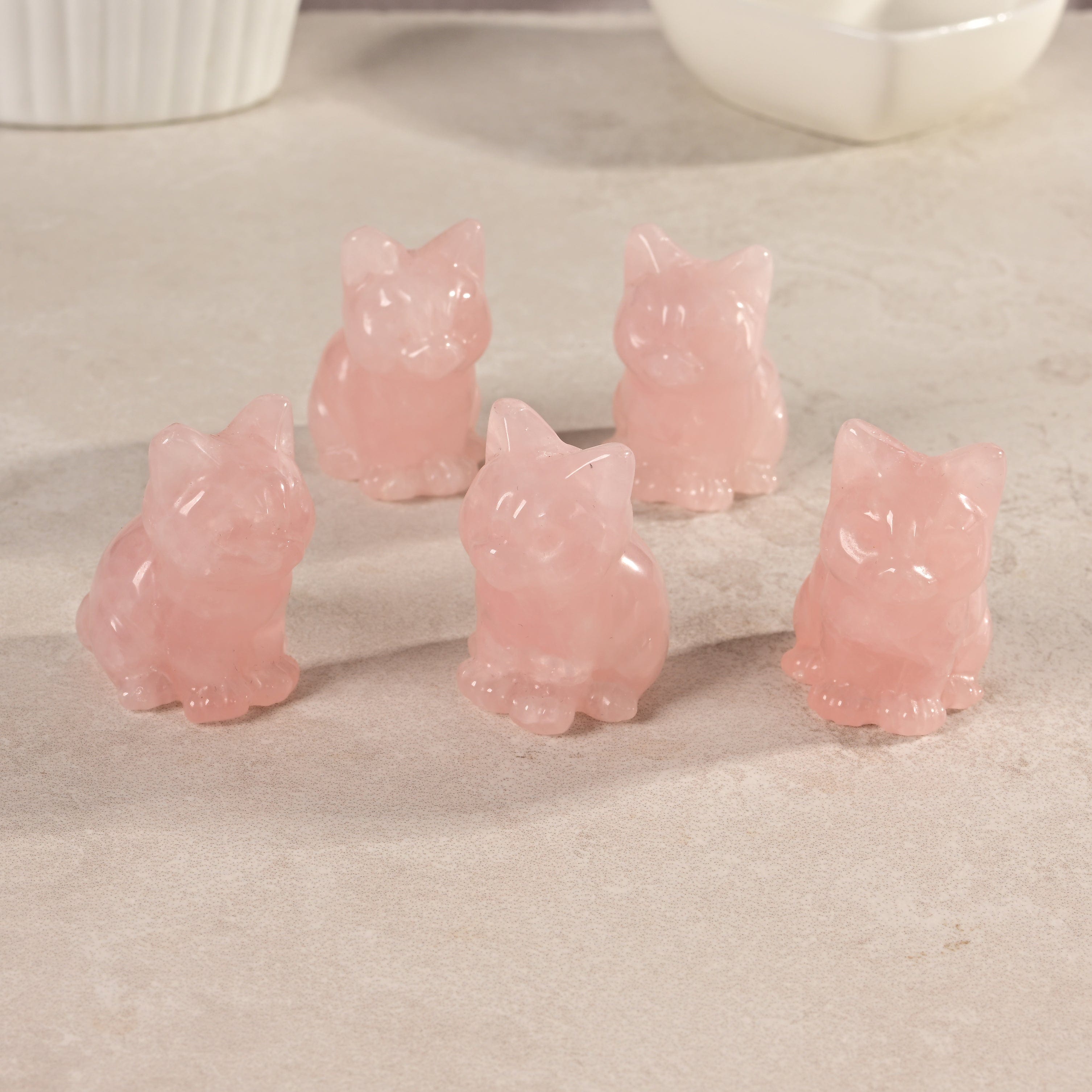 KALIFANO Gemstone Carvings 1.5" Rose Quartz Cat Natural Gemstone Carving CV11-C-RQ
