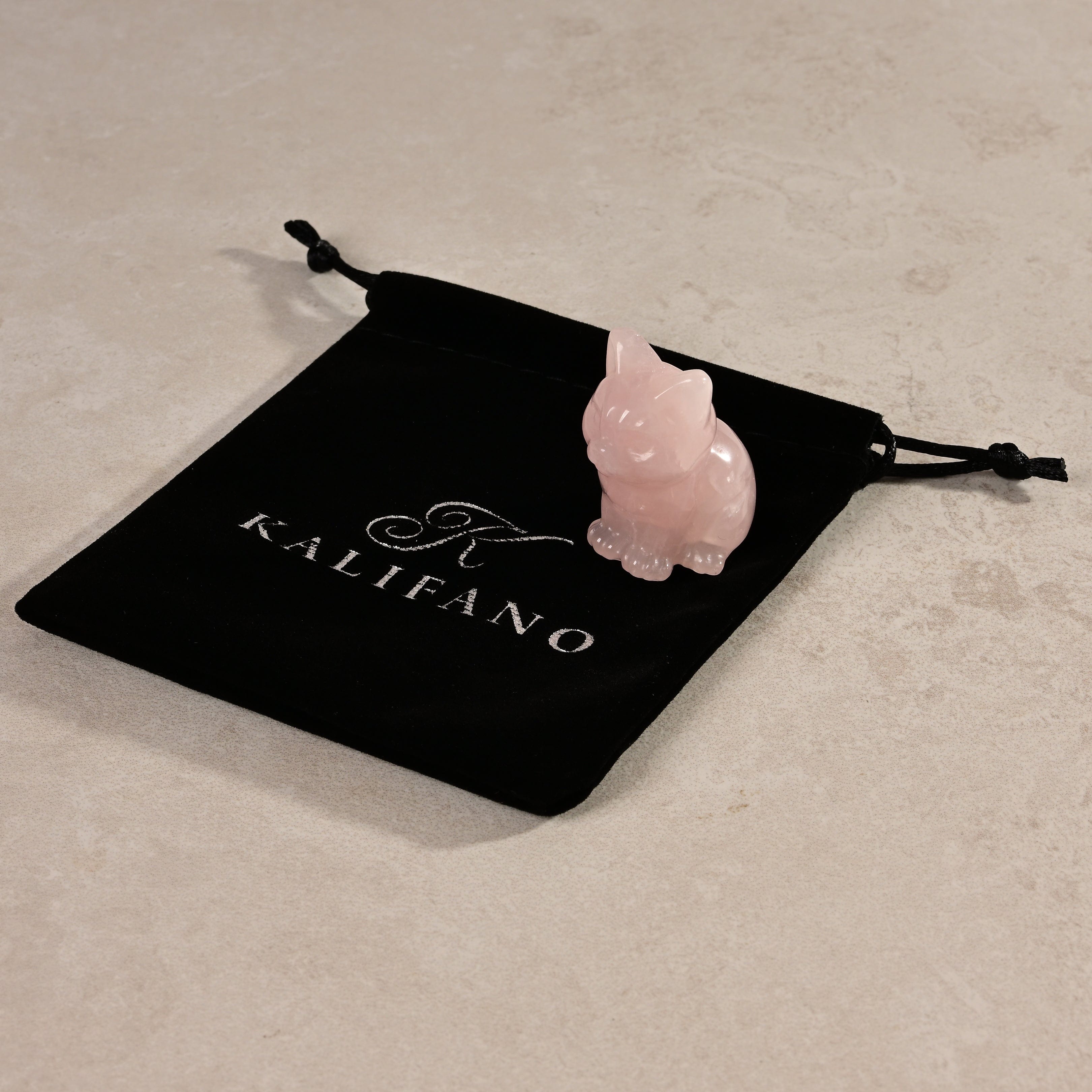 KALIFANO Gemstone Carvings 1.5" Rose Quartz Cat Natural Gemstone Carving CV11-C-RQ