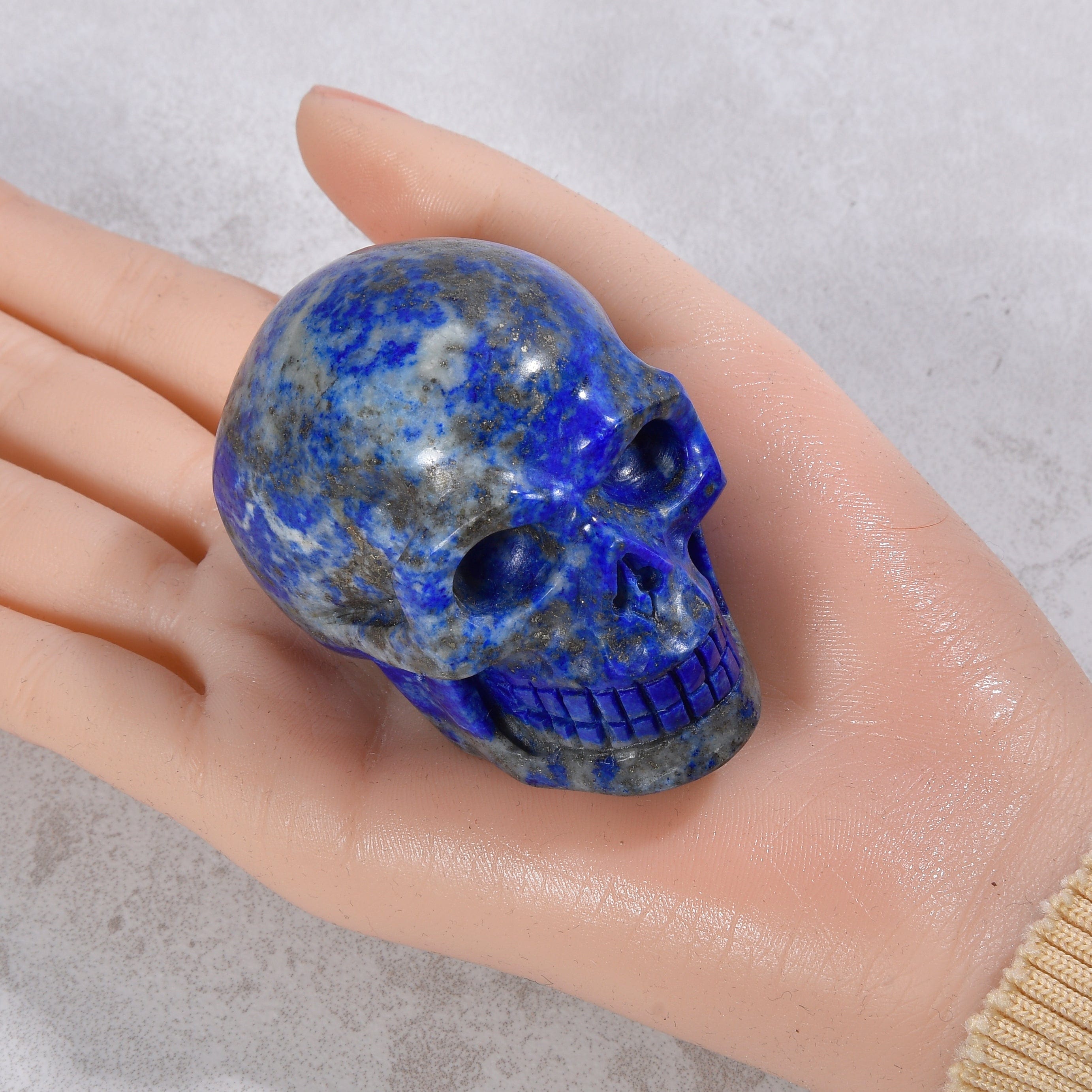 KALIFANO Gemstone Carvings 1.8" Natural Lapis Skull Gemstone Carving CVLSK.500.03