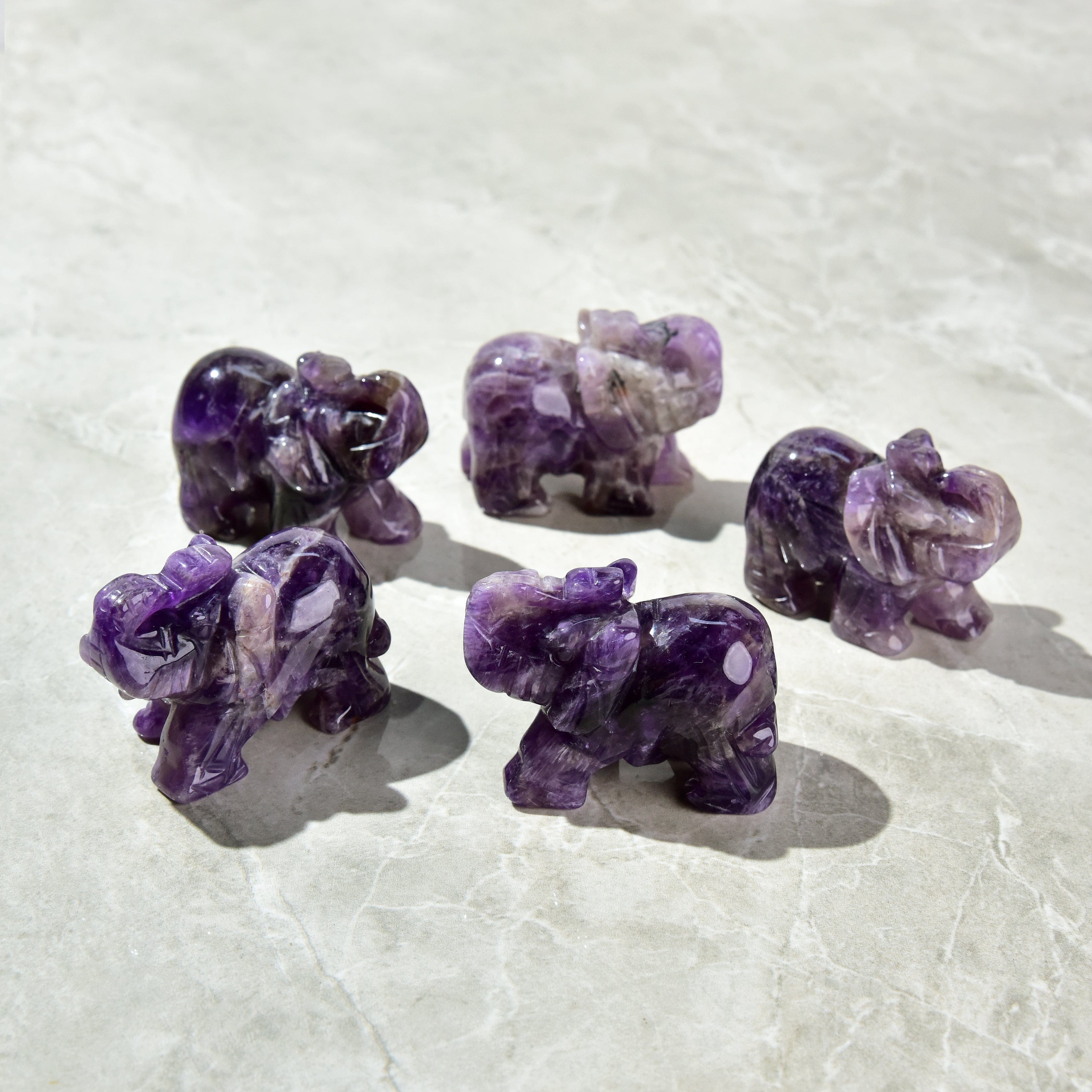 KALIFANO Gemstone Carvings 2.5" Amethyst Elephant Natural Gemstone Carving CV25-E-AM