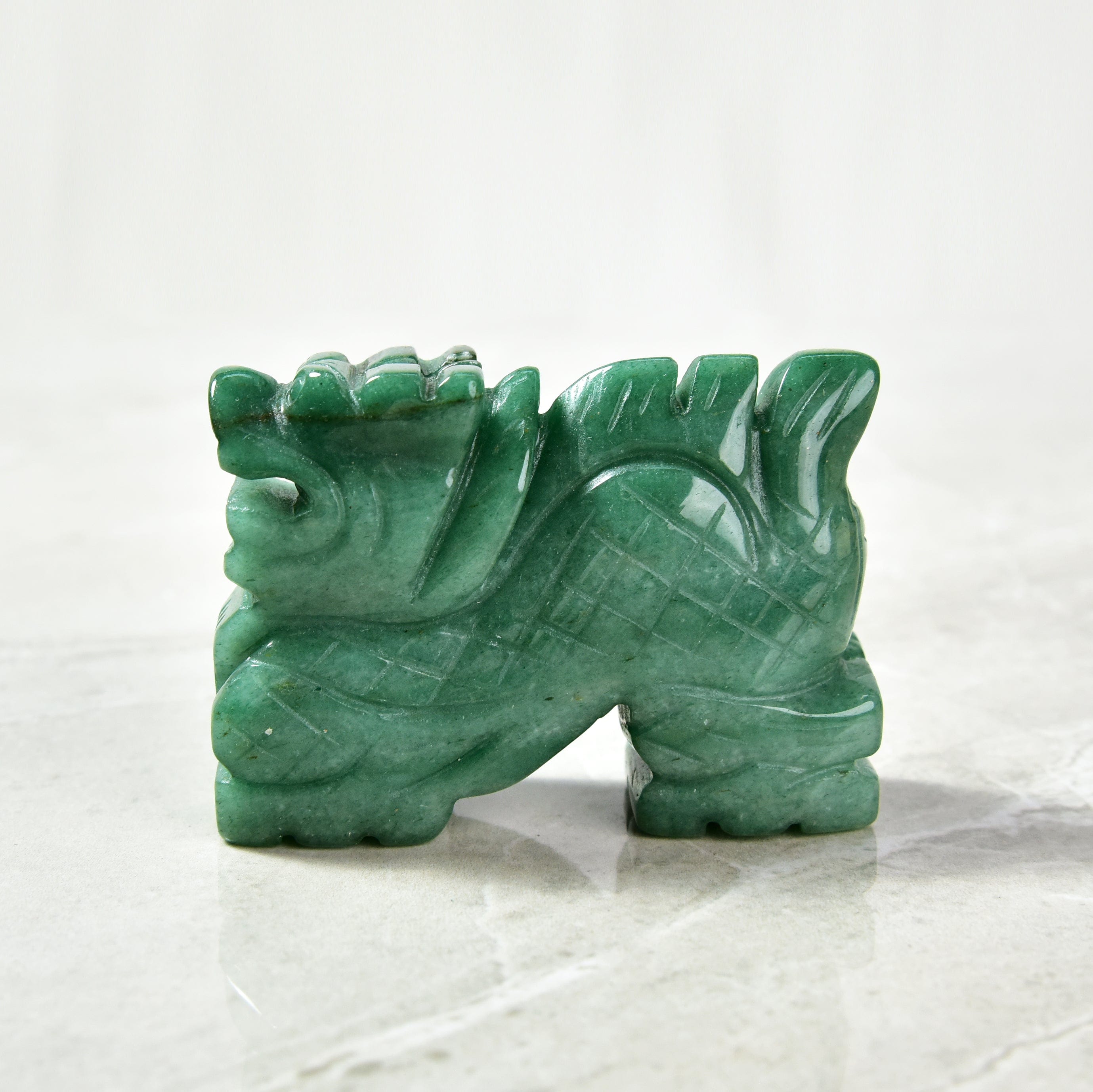 KALIFANO Gemstone Carvings 2.5" Aventurine Dragon Natural Gemstone Carving CV30-D-AV