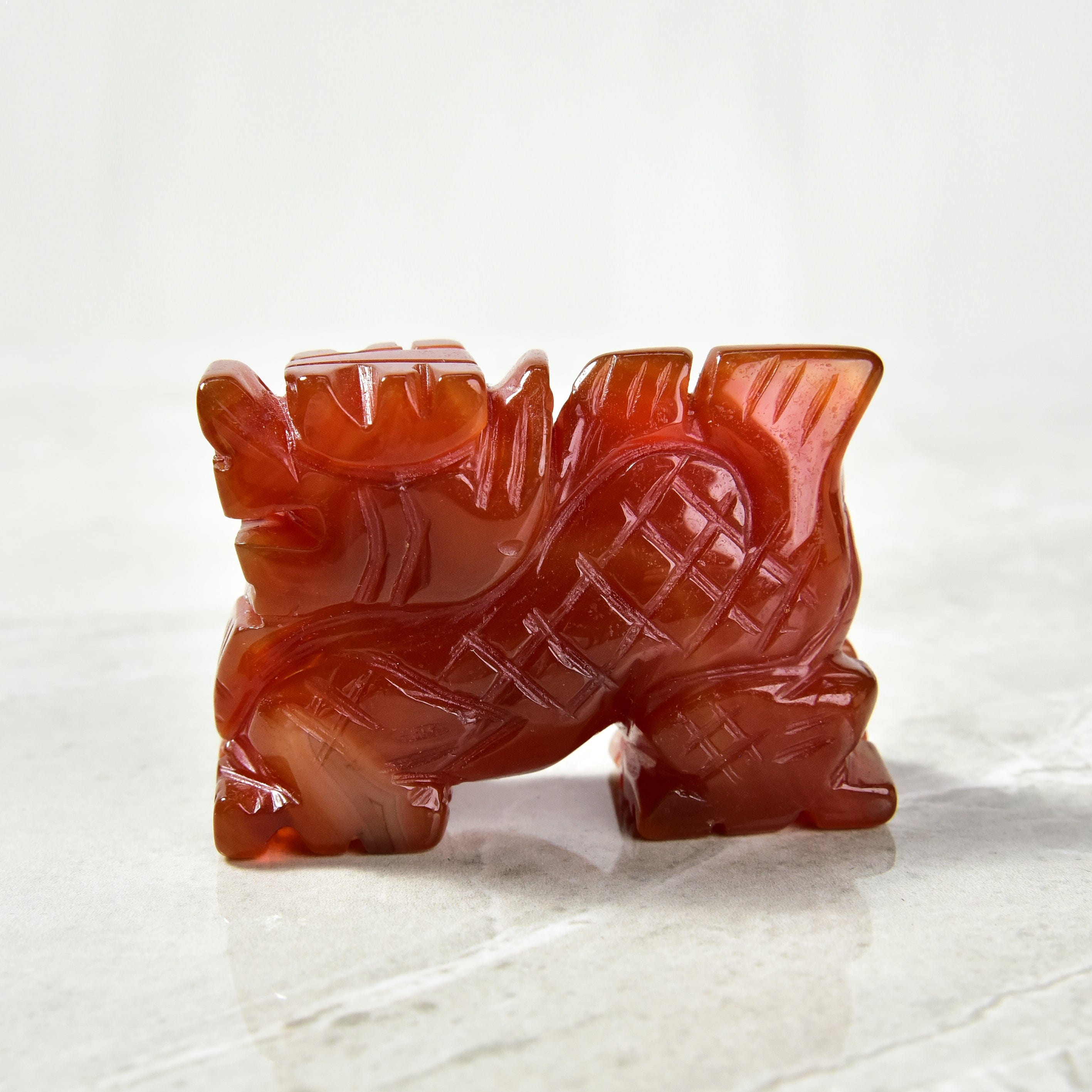 KALIFANO Gemstone Carvings 2.5" Carnelian Dragon Natural Gemstone Carving CV30-D-CR