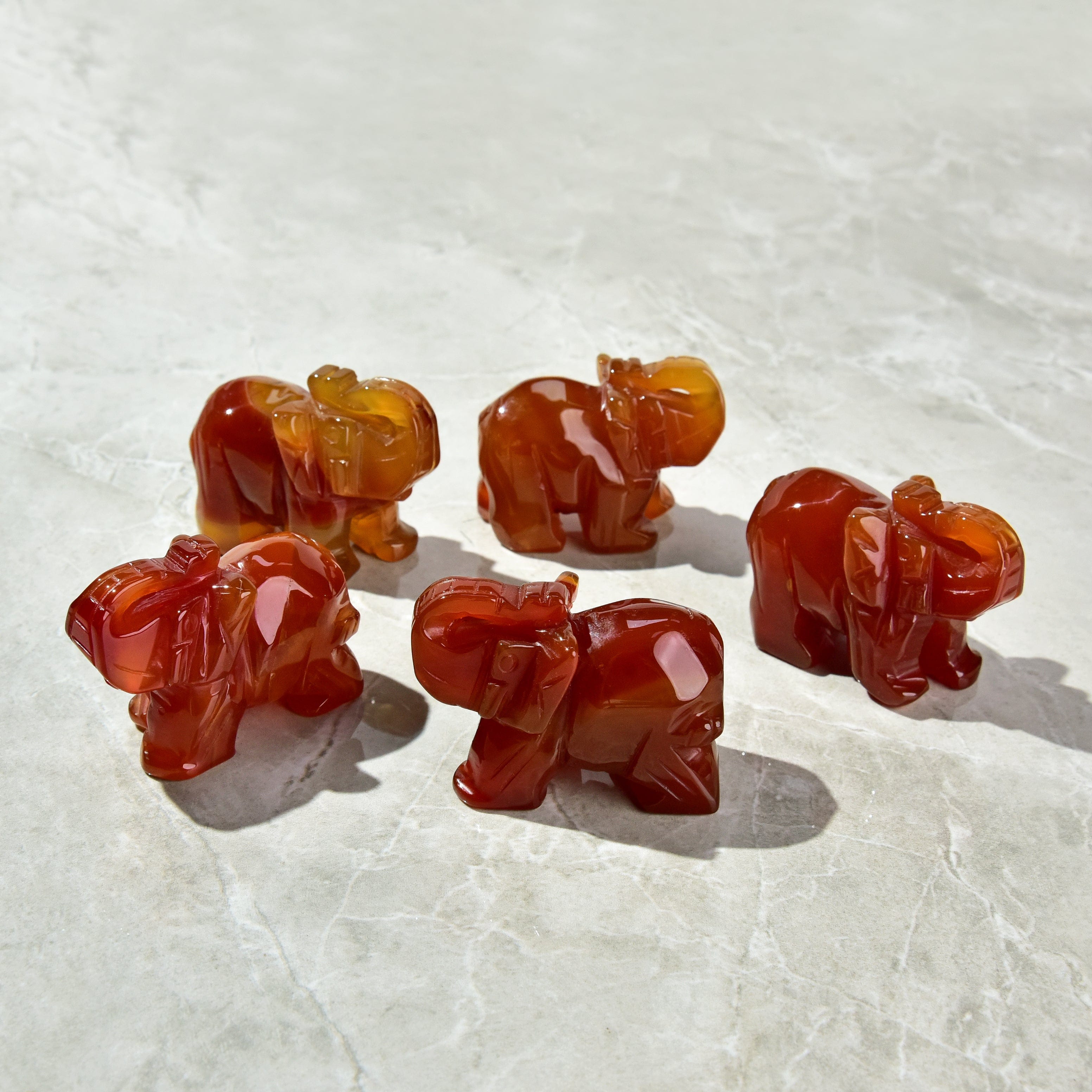 KALIFANO Gemstone Carvings 2.5" Carnelian Elephant Natural Gemstone Carving CV25-E-CR