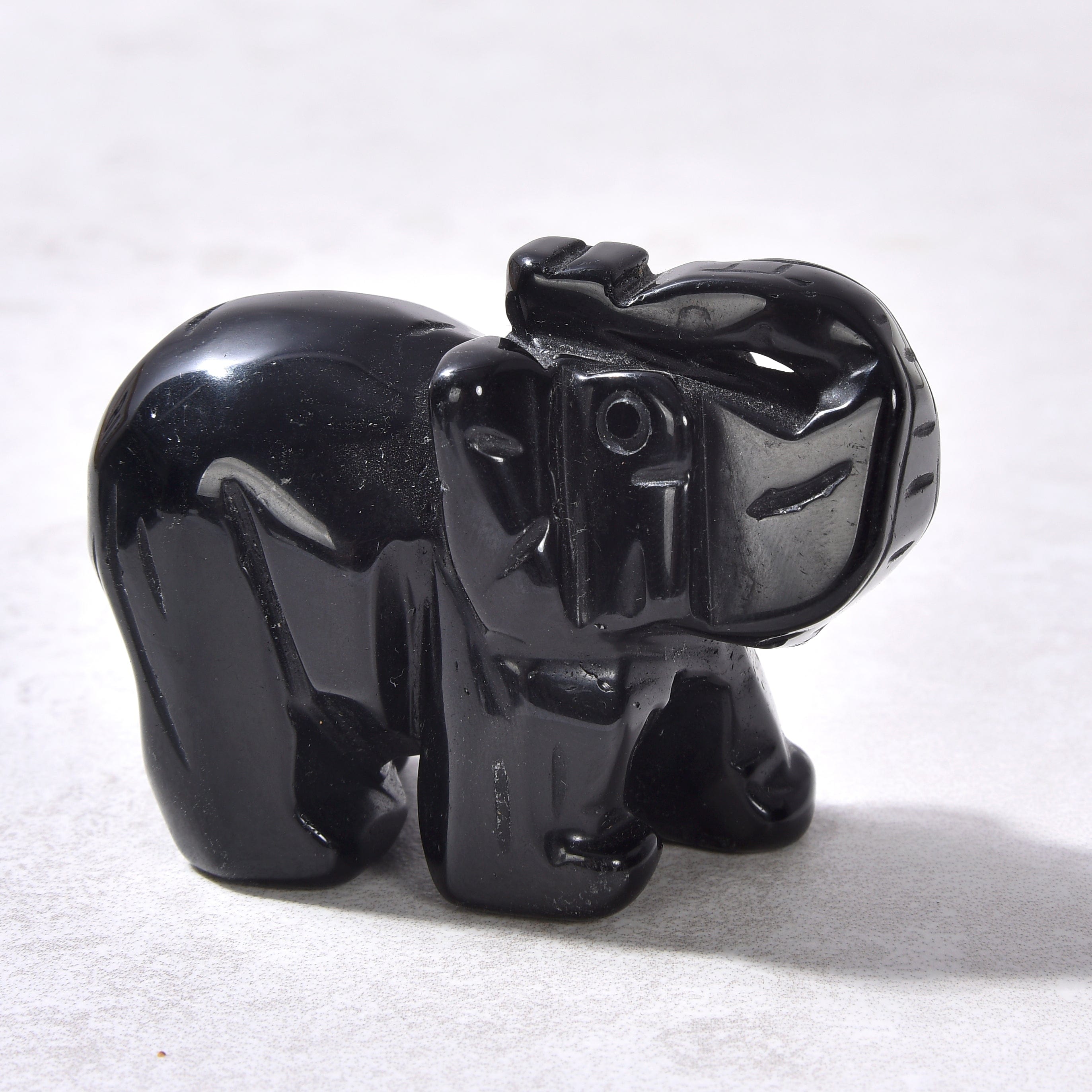 KALIFANO Gemstone Carvings 2.5" Obsidian Elephant Natural Gemstone Carving CV25-E-OB