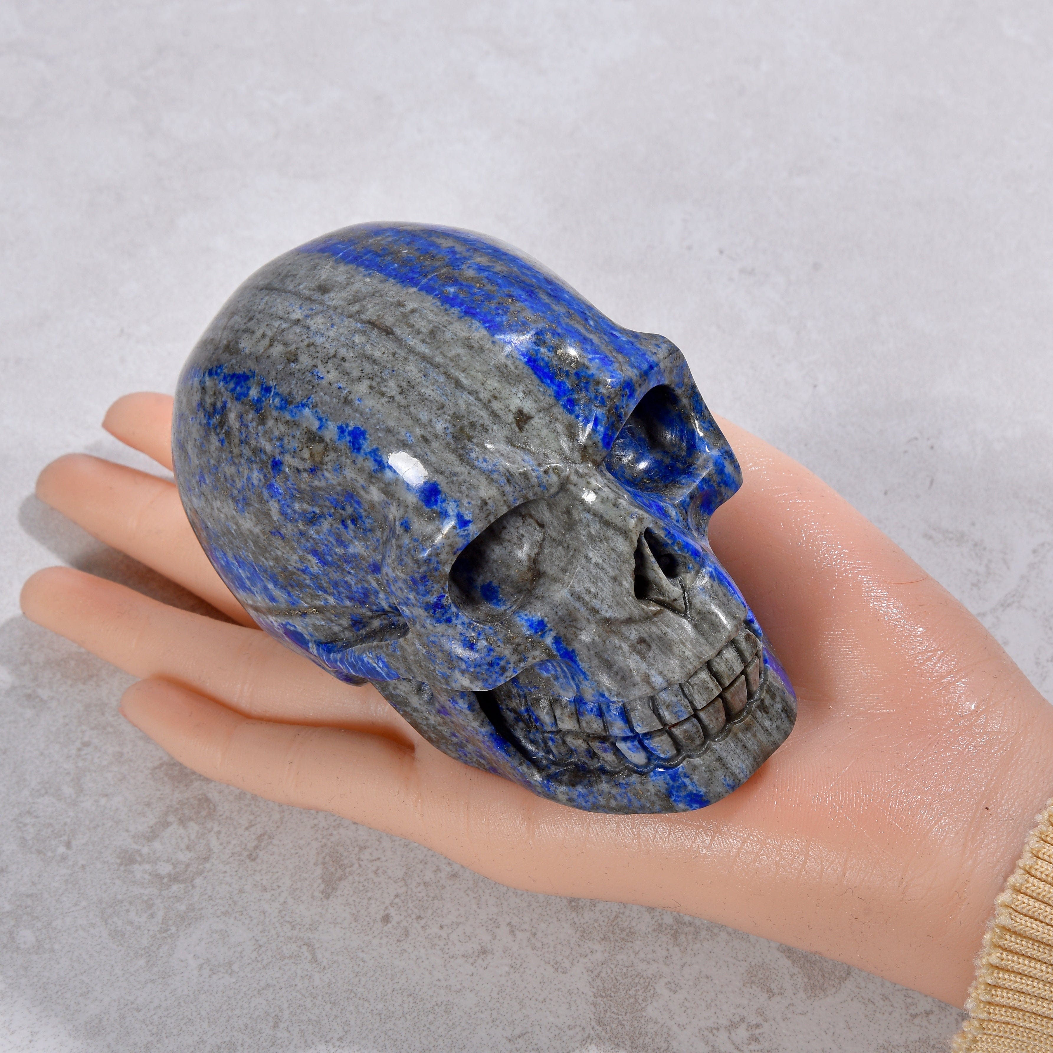 KALIFANO Gemstone Carvings 2.6" Natural Lapis Skull Gemstone Carving CVLSK.1300.04