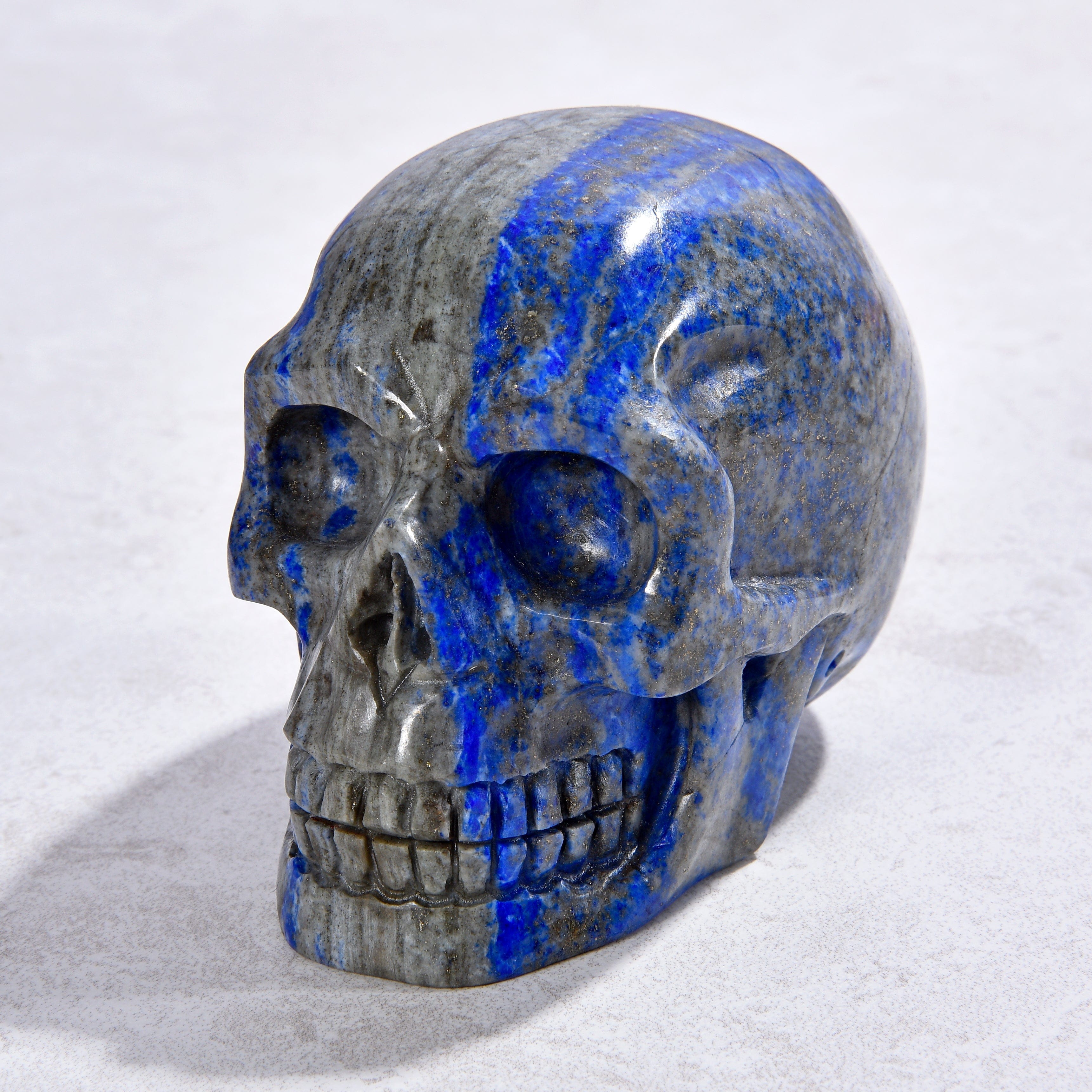 KALIFANO Gemstone Carvings 2.6" Natural Lapis Skull Gemstone Carving CVLSK.1300.04