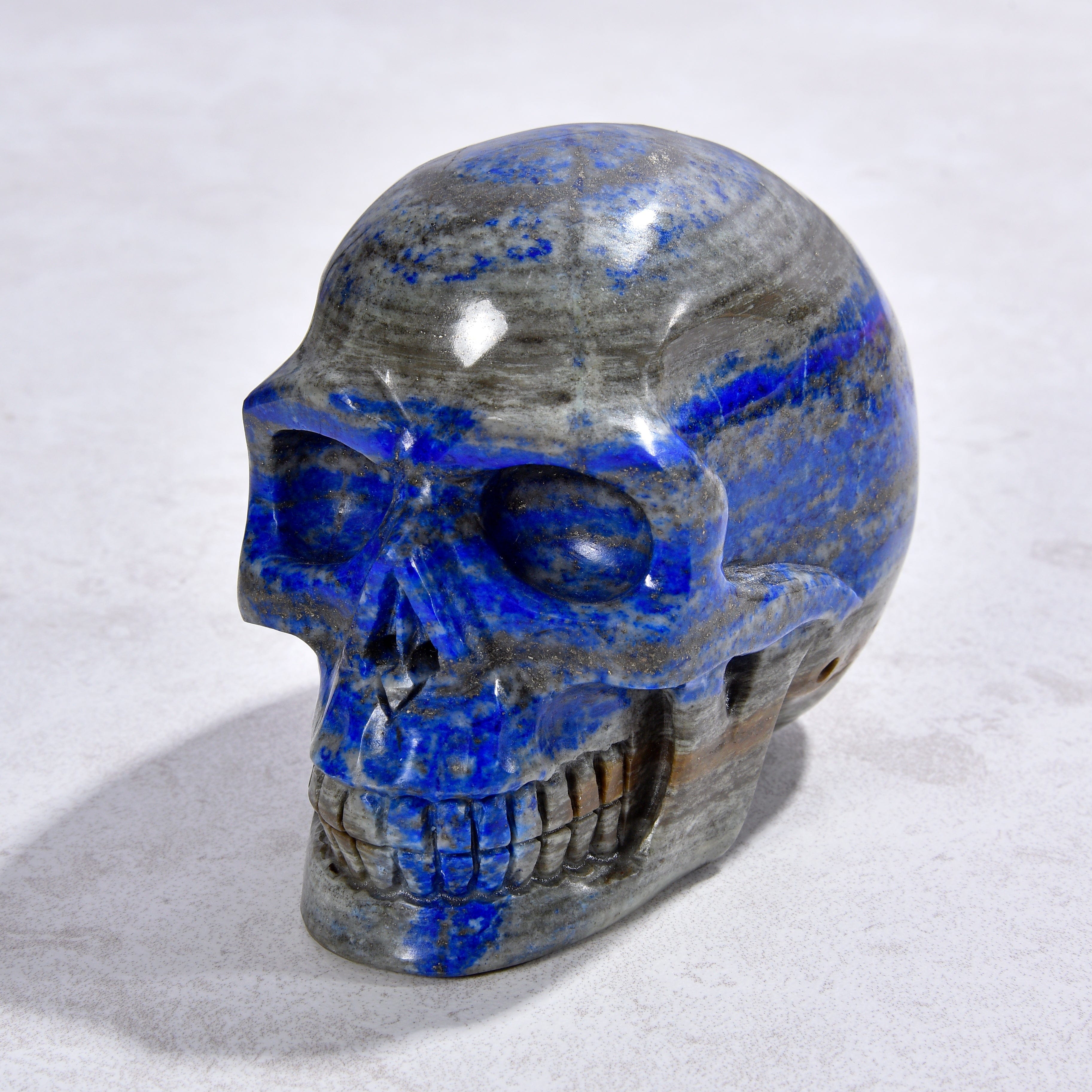 KALIFANO Gemstone Carvings 2.6" Natural Lapis Skull Gemstone Carving CVLSK.1400.01