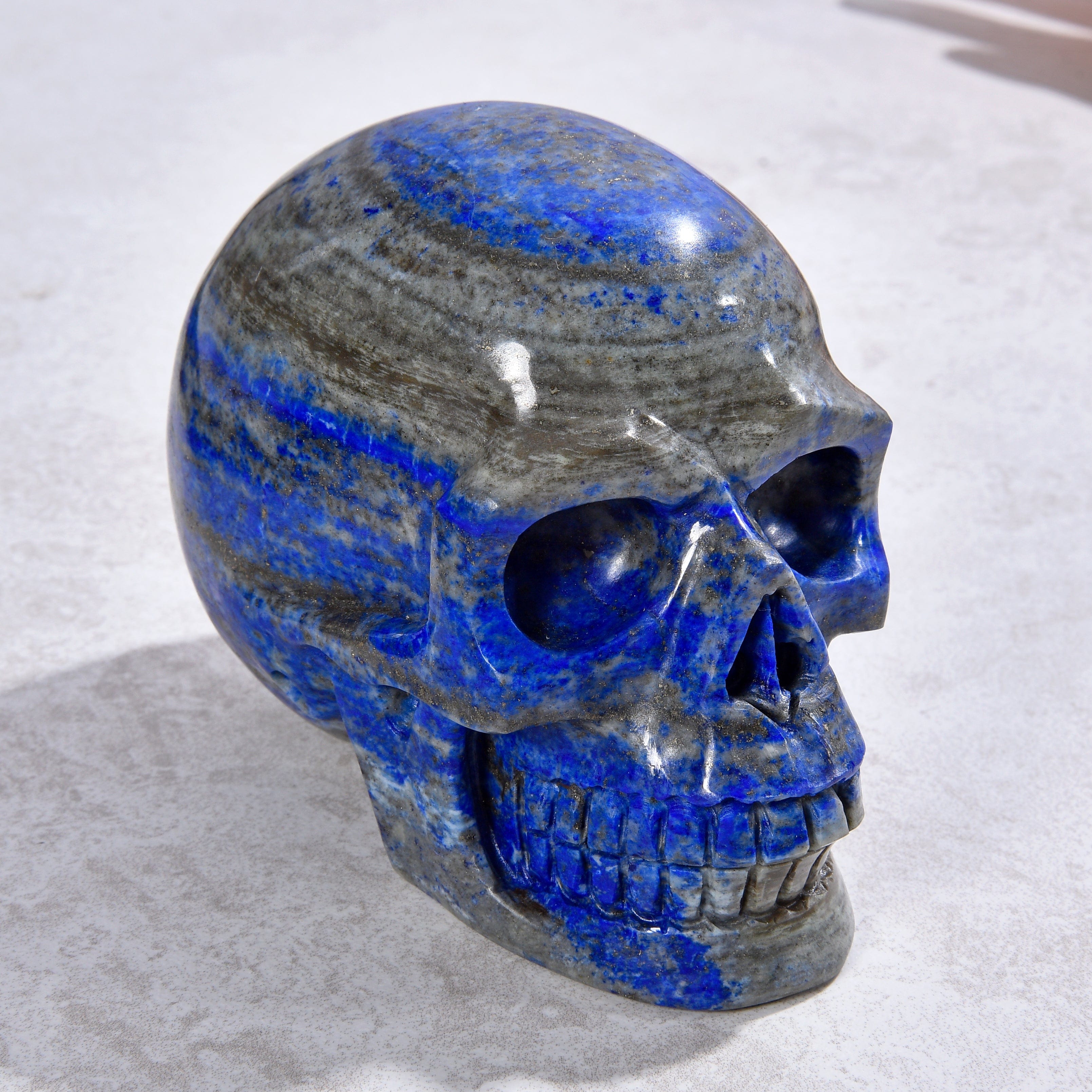 KALIFANO Gemstone Carvings 2.6" Natural Lapis Skull Gemstone Carving CVLSK.1600.01