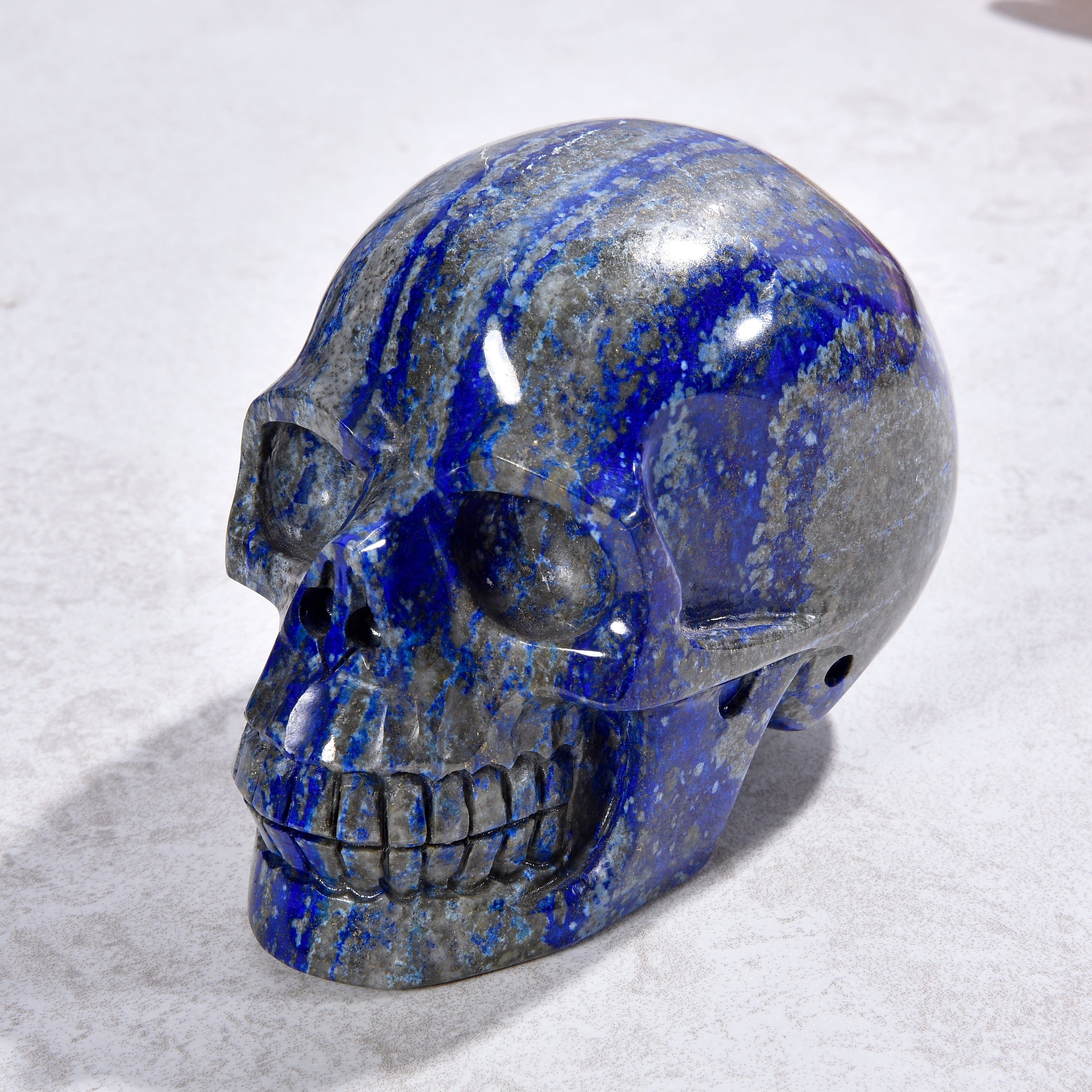 KALIFANO Gemstone Carvings 2.8" Natural Lapis Skull Gemstone Carving CVLSK.1400.02