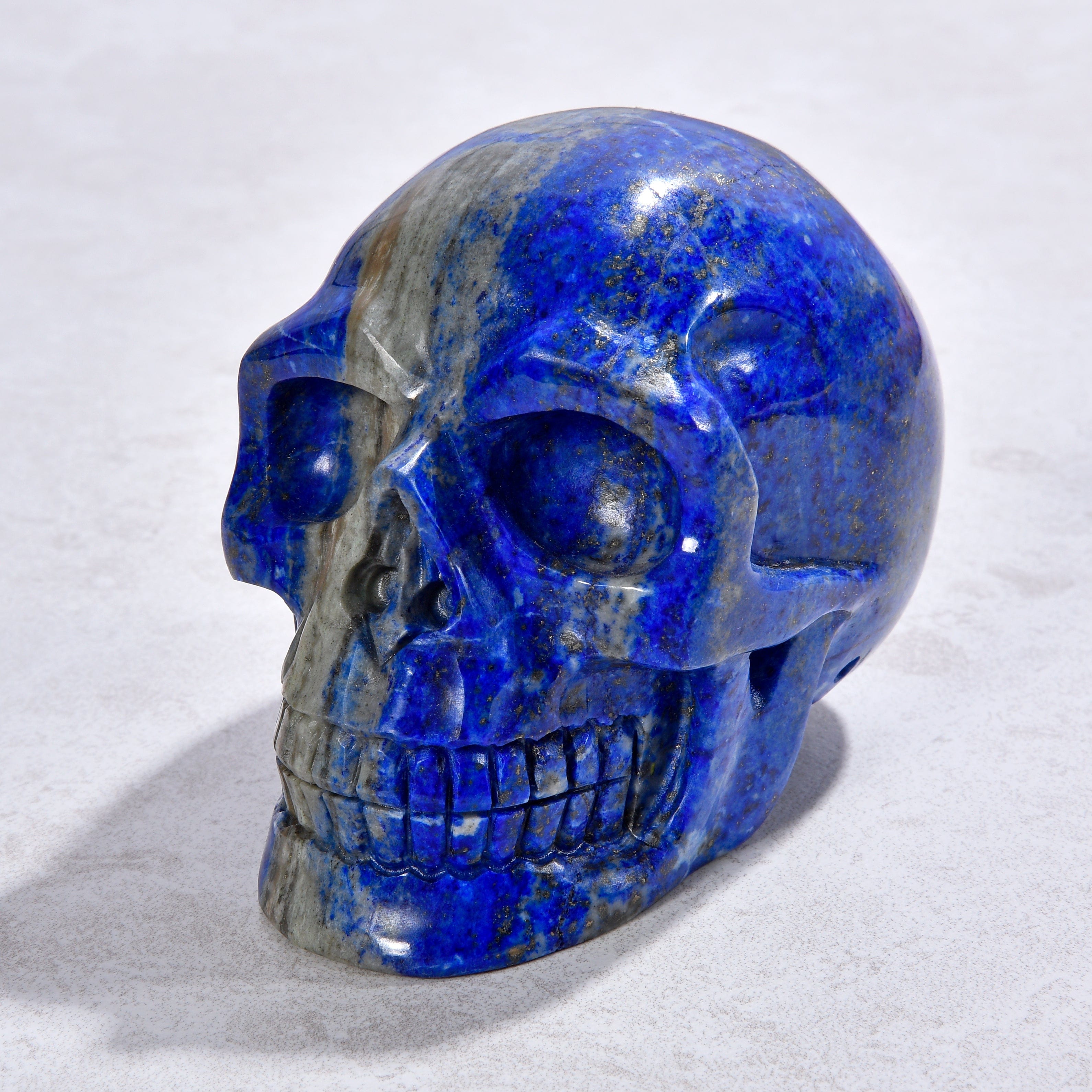 KALIFANO Gemstone Carvings 2.8" Natural Lapis Skull Gemstone Carving CVLSK.1500.01