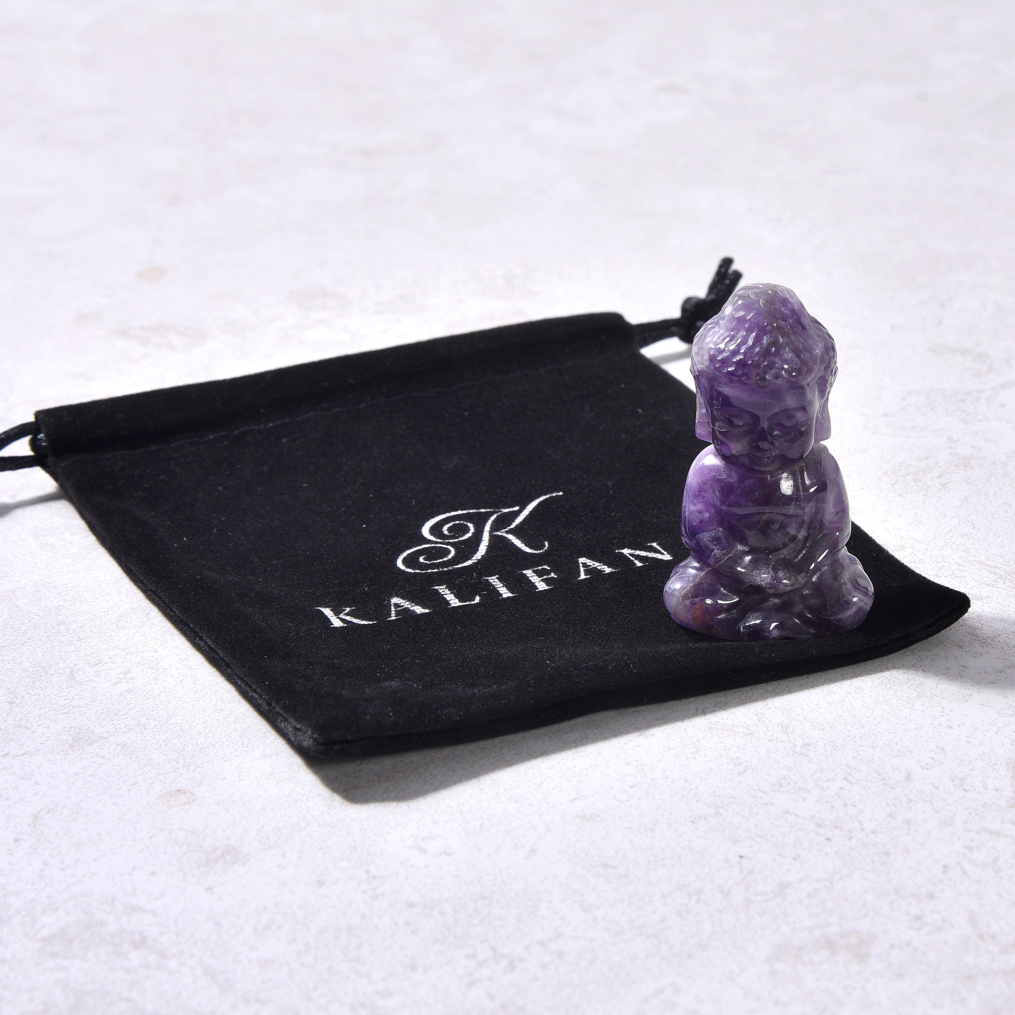 KALIFANO Gemstone Carvings 2" Amethyst Baby Buddha Natural Gemstone Carving CV20-B-AM