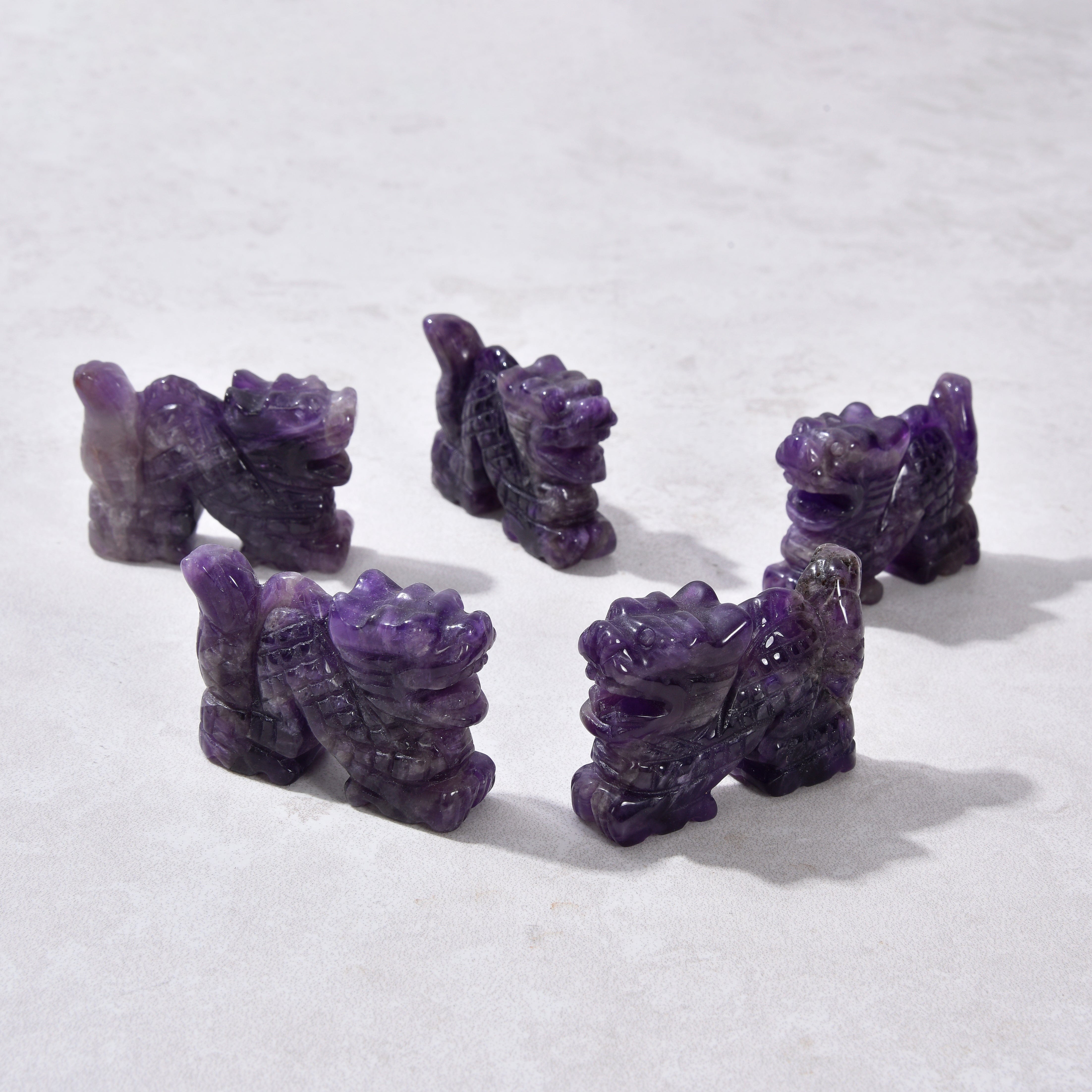 KALIFANO Gemstone Carvings 2" Amethyst Dragon Natural Gemstone Carving CV14-D-AM