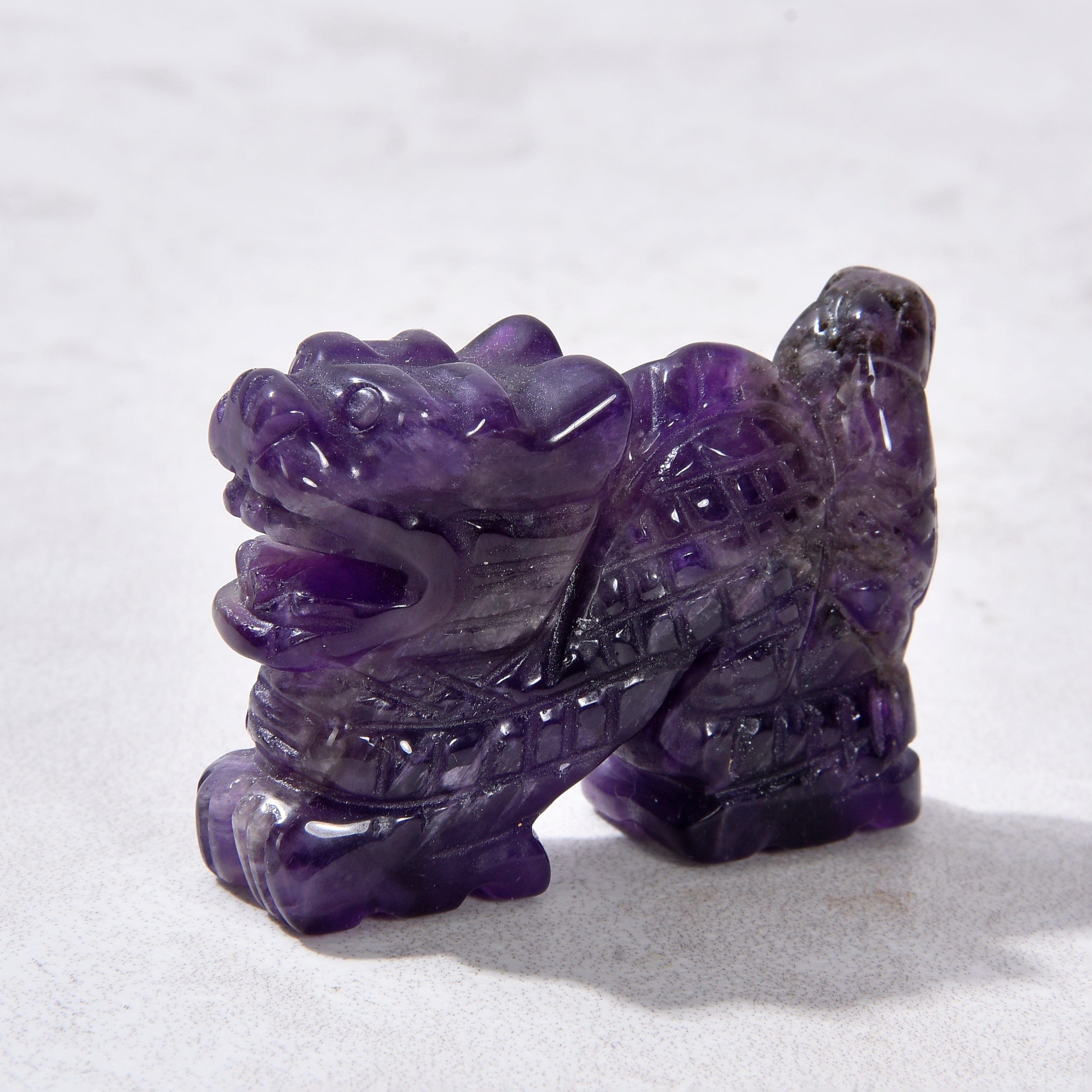 KALIFANO Gemstone Carvings 2" Amethyst Dragon Natural Gemstone Carving CV14-D-AM
