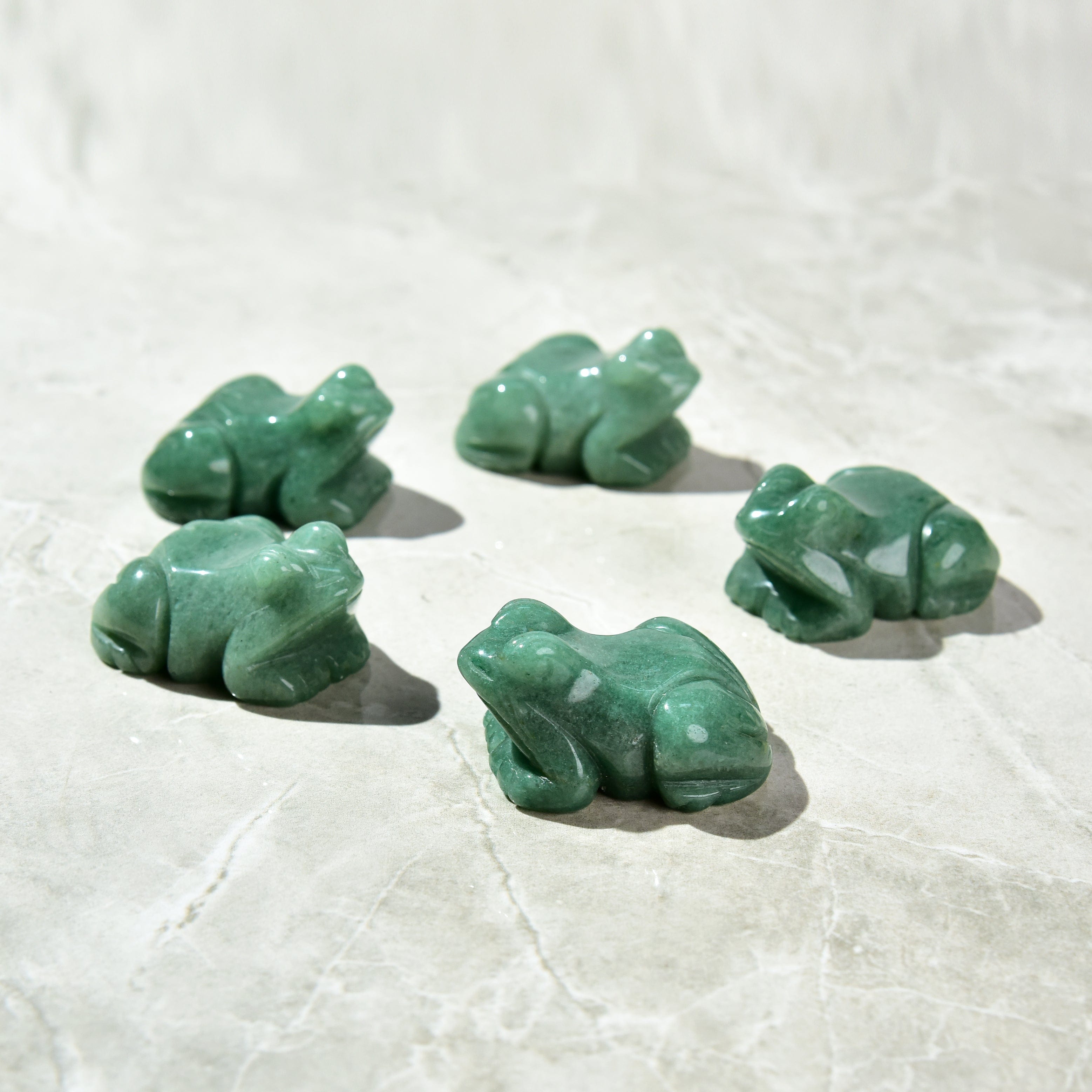 KALIFANO Gemstone Carvings 2" Aventurine Frog Natural Gemstone Carving CV13-F-AV