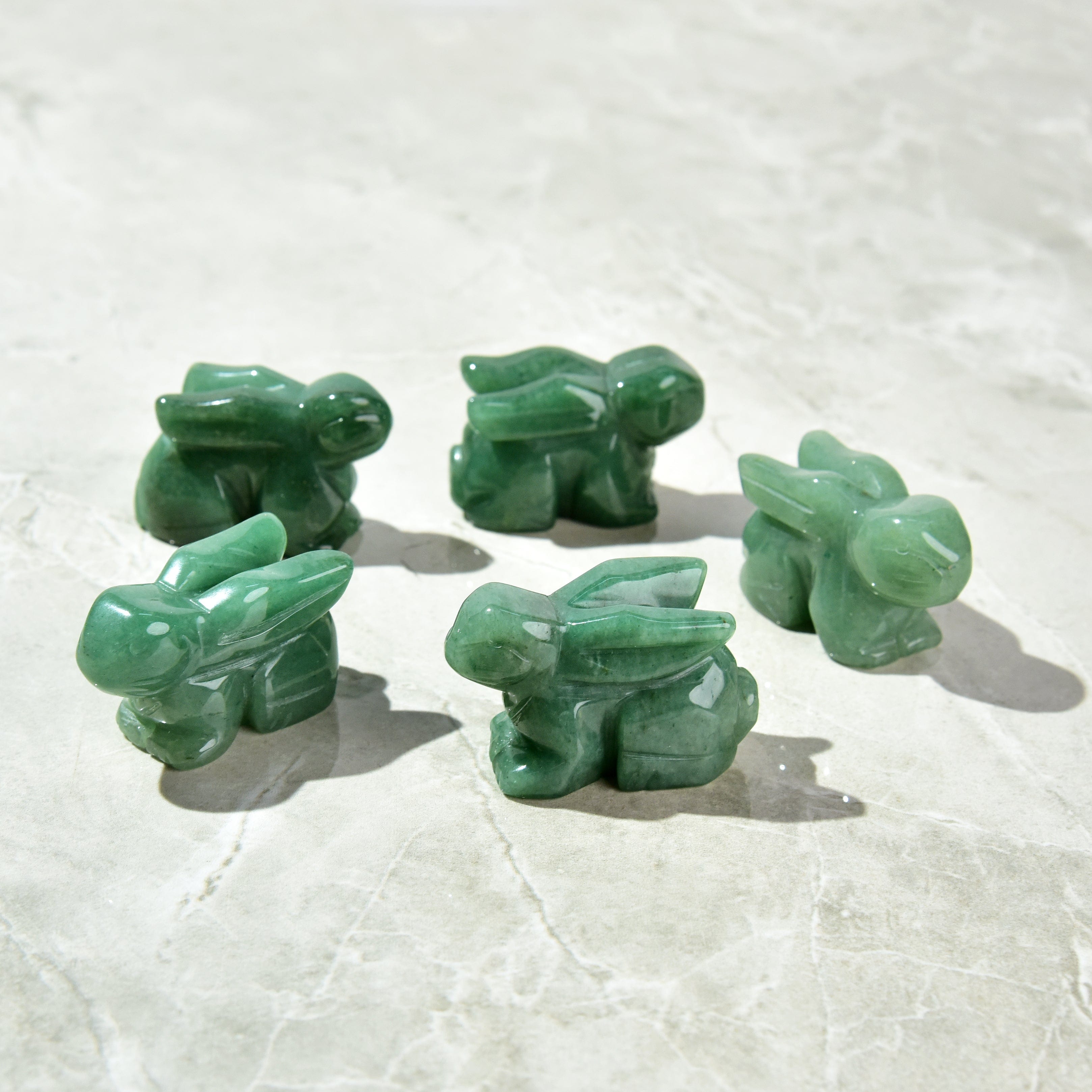 KALIFANO Gemstone Carvings 2" Aventurine Rabbit Natural Gemstone Carving CV14-R-AV