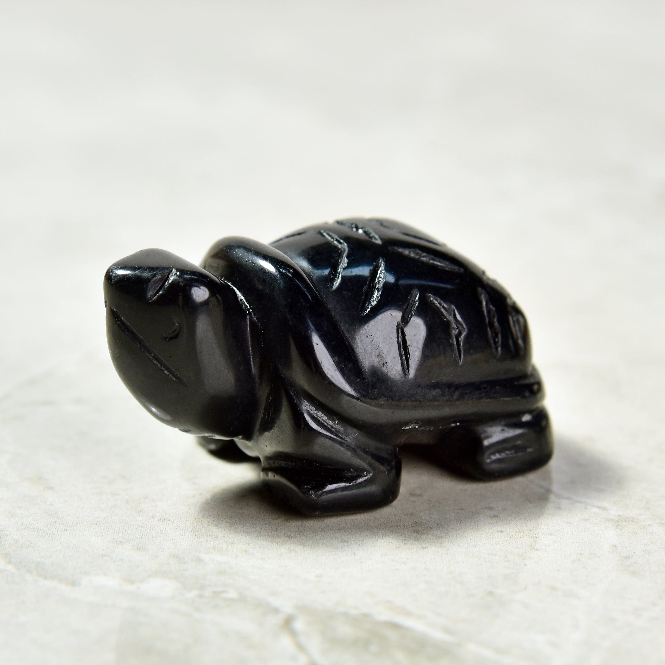 KALIFANO Gemstone Carvings 2" Obsidian Turtle Natural Gemstone Carving CV14-T-OB