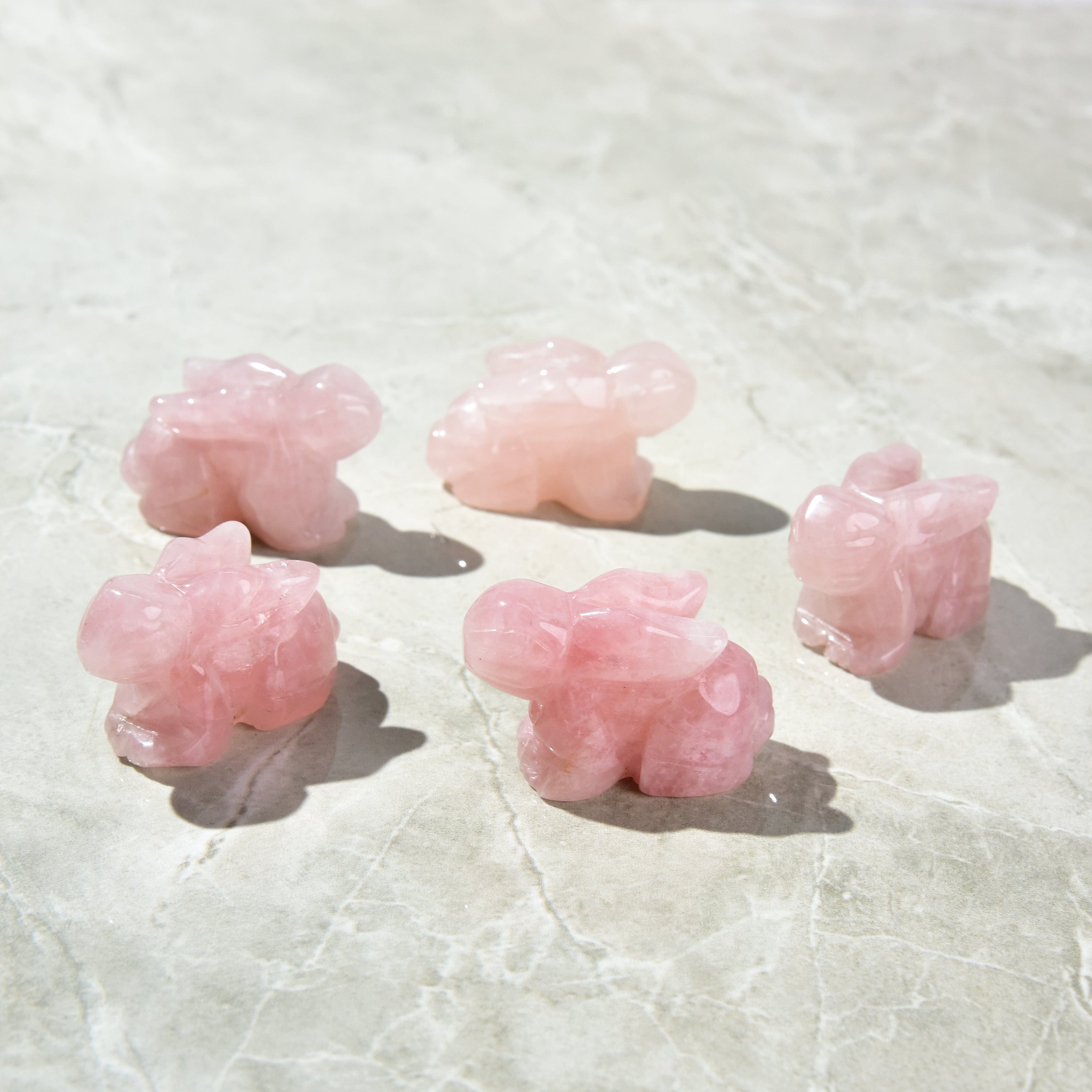 KALIFANO Gemstone Carvings 2" Rose Quartz Rabbit Natural Gemstone Carving CV14-R-RQ