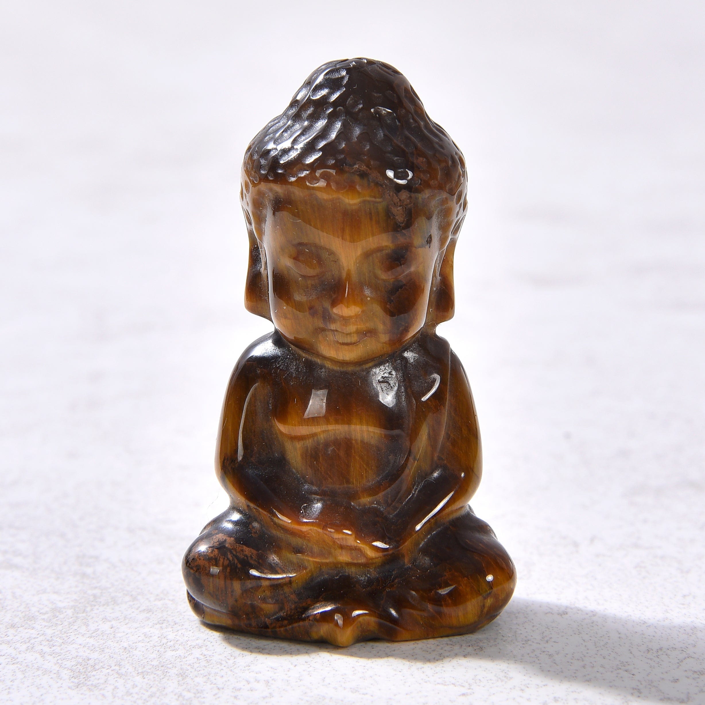 KALIFANO Gemstone Carvings 2" Tiger Eye Baby Buddha Natural Gemstone Carving CV20-B-TE