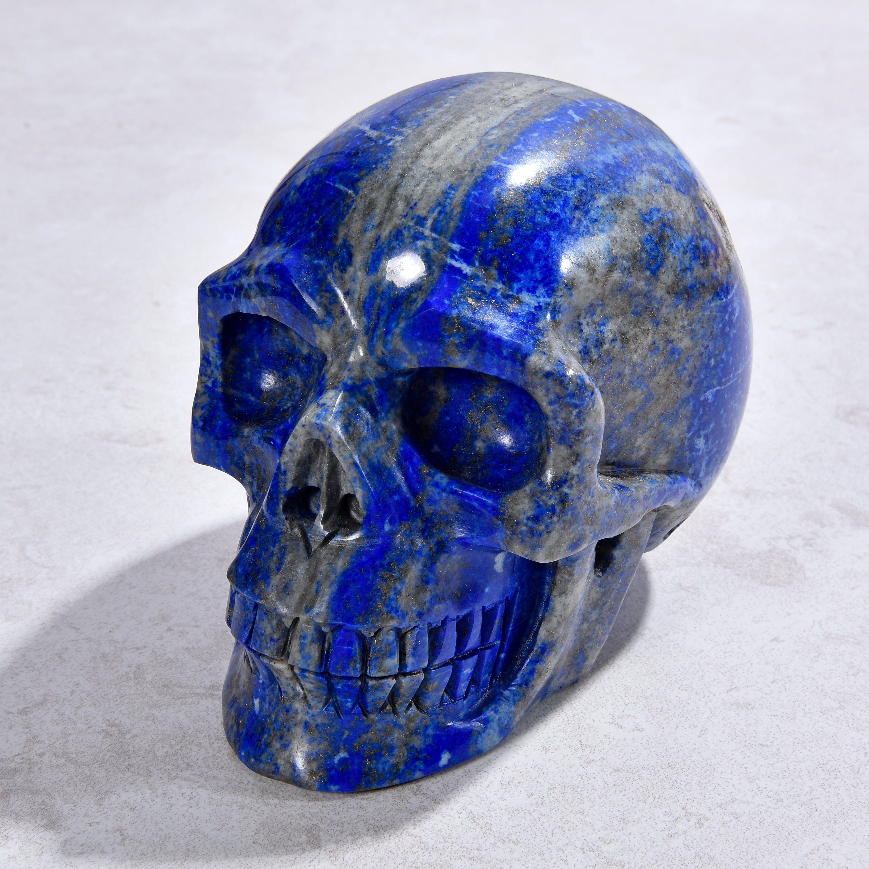 KALIFANO Gemstone Carvings 3.1" Natural Lapis Skull Gemstone Carving CVLSK.2600.01