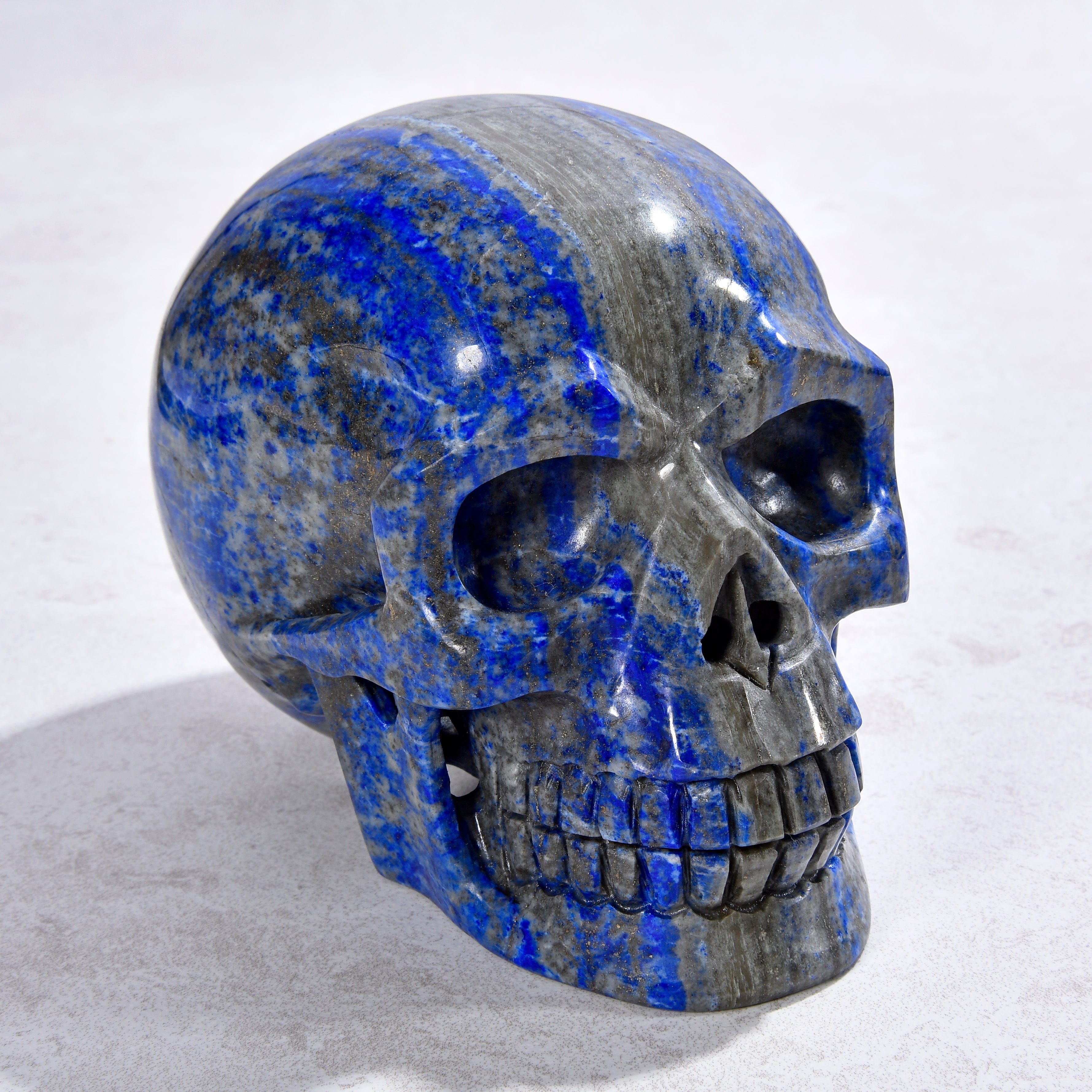 KALIFANO Gemstone Carvings 3.3" Natural Lapis Skull Gemstone Carving CVLSK.2900.01