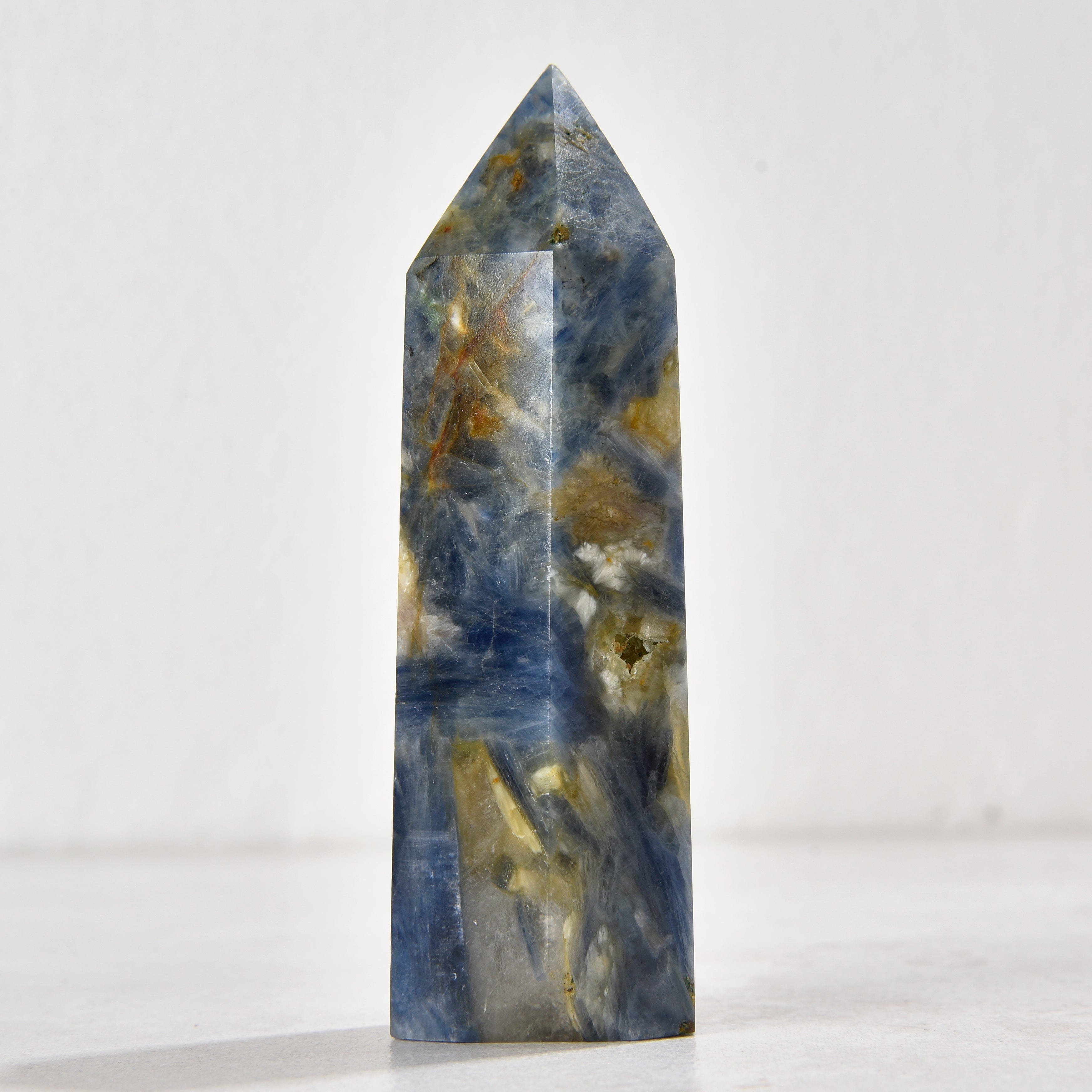 KALIFANO Gemstone Carvings 3.5" Blue Kyanite Obelisk Tower Gemstone Carving GOT810-KE