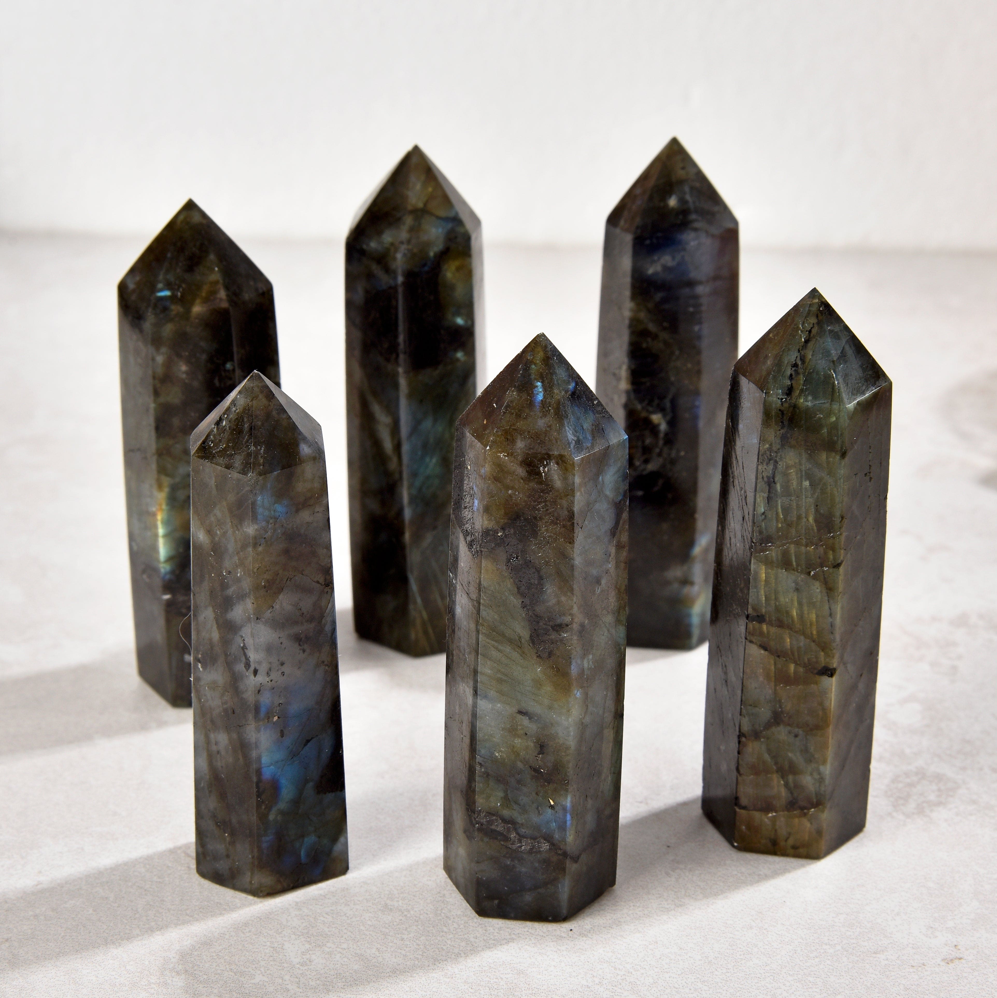 KALIFANO Gemstone Carvings 3.5" Labradorite Obelisk Tower Gemstone Carving GOT810-LB