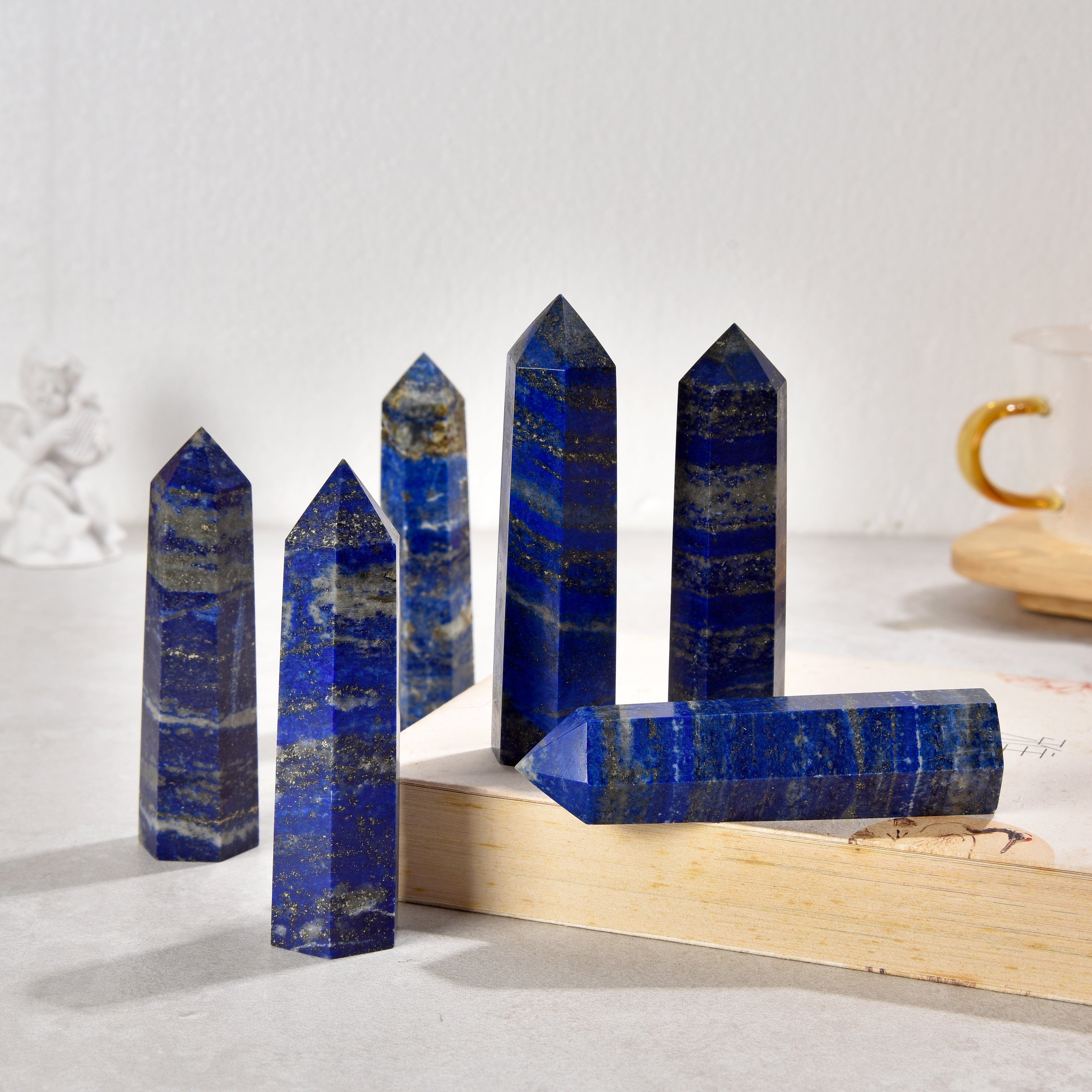 KALIFANO Gemstone Carvings 3.5" Lapis Obelisk Tower Gemstone Carving GOT810-LP